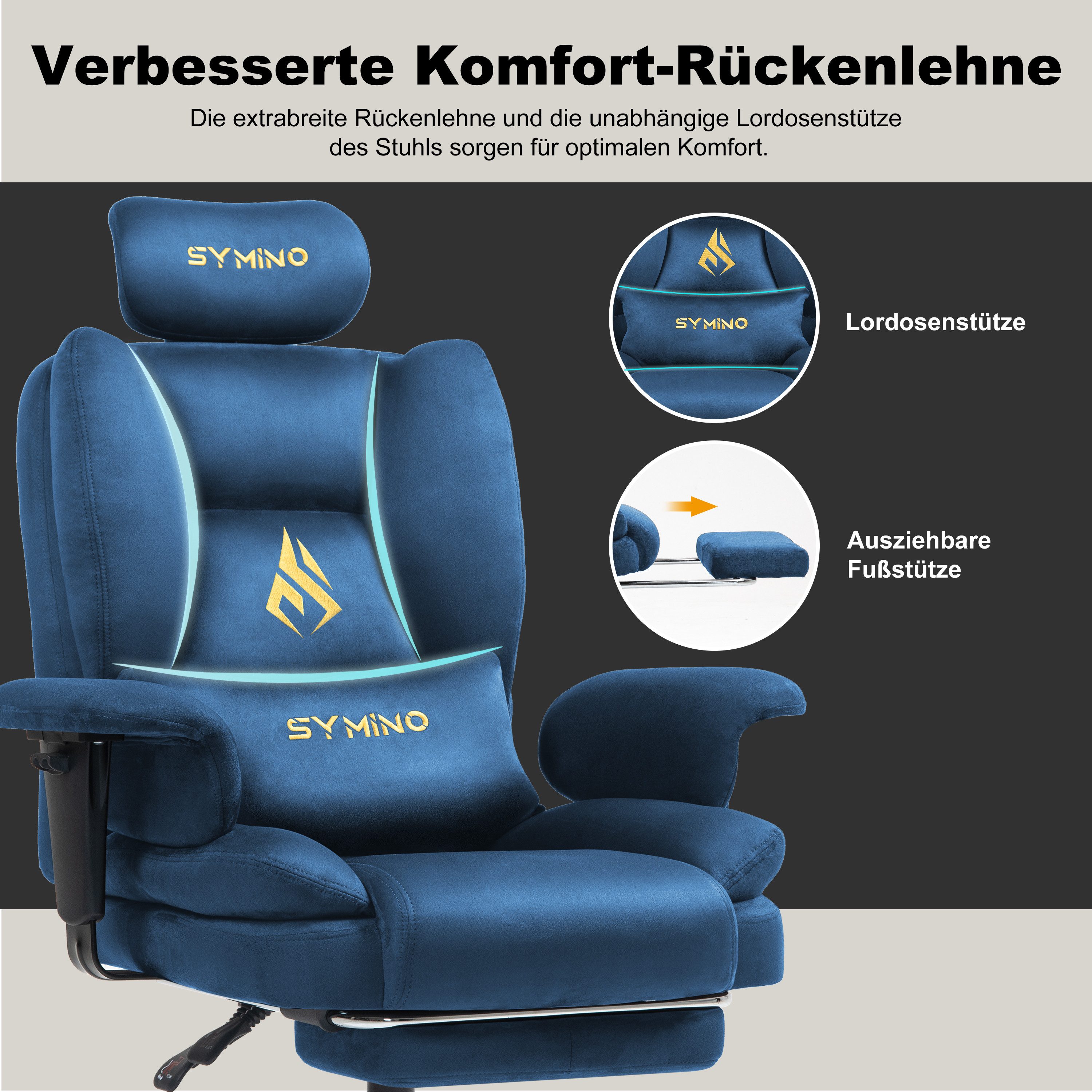 symino Stuhl Ergonomischer Sofa-Gaming-Stuhl, Verstellbarer Gamer-Stuhl, mit Hochwertigem Kunstpelzbezug für Ultimativen Komfort – Bild 4 von 5