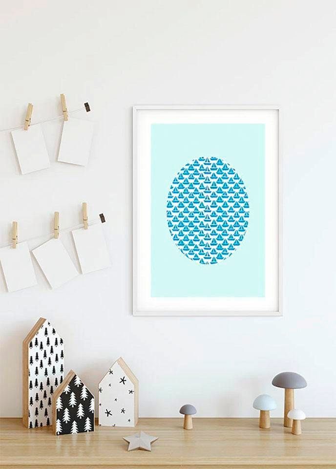 Komar Poster Shelly Patterns Aqua, Formen, Kunst (1 St), Kinderzimmer, Schlafzimmer, Wohnzimmer | Poster