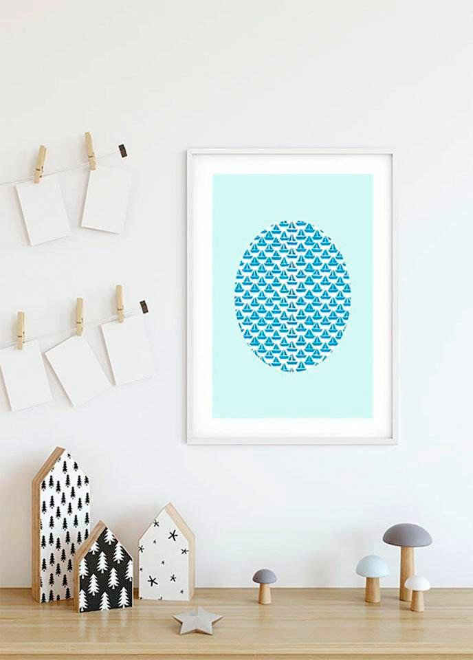 Komar Poster Shelly Patterns Aqua, Formen, Kunst (1 St), Kinderzimmer, Schlafzimmer, Wohnzimmer