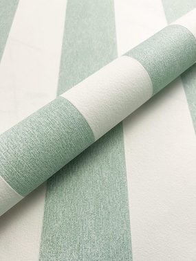 Newroom Vliestapete, Grün Tapete Modern Streifen - Streifentapete Streifen Weiß Landhaus Linien für Wohnzimmer Schlafzimmer Küche