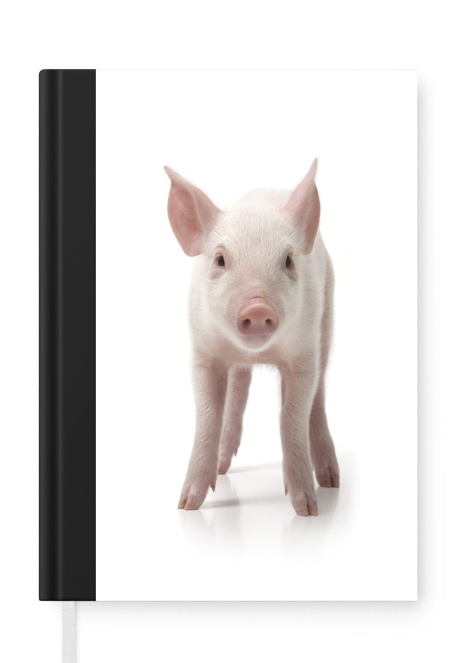 MuchoWow Notizbuch Schwein - Tiere - Weiß, Journal, Merkzettel, Tagebuch, Notizheft, A5, 98 Seiten, Haushaltsbuch