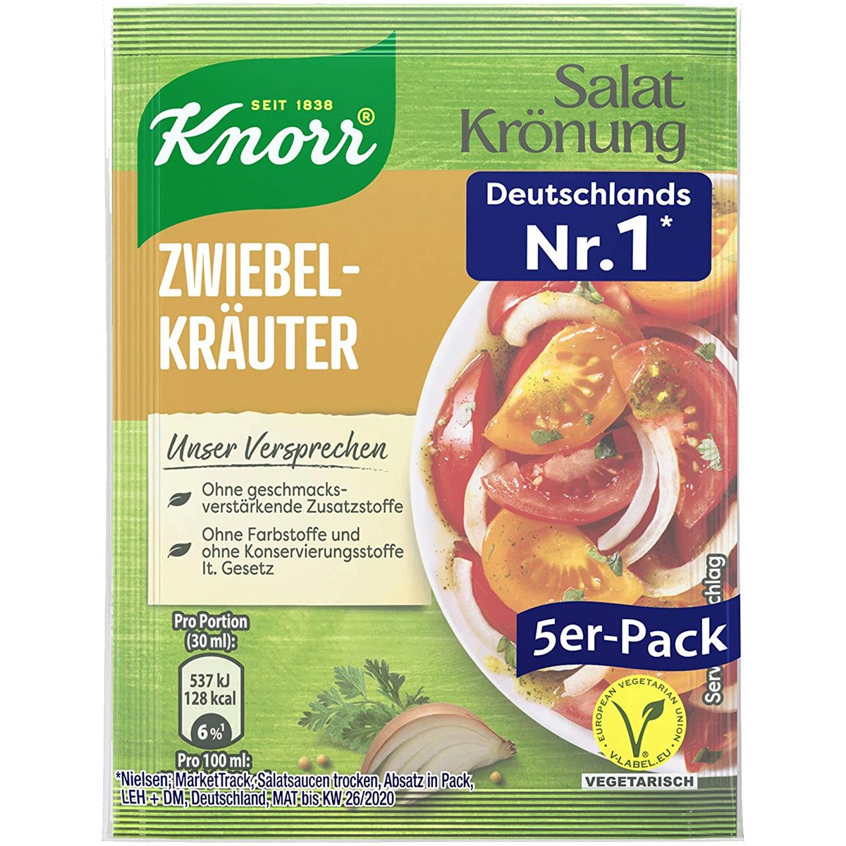 Knorr Saucen, Knorr Salatkrönung Zwiebel Kräuter feines Dressing 5x 8g 5er