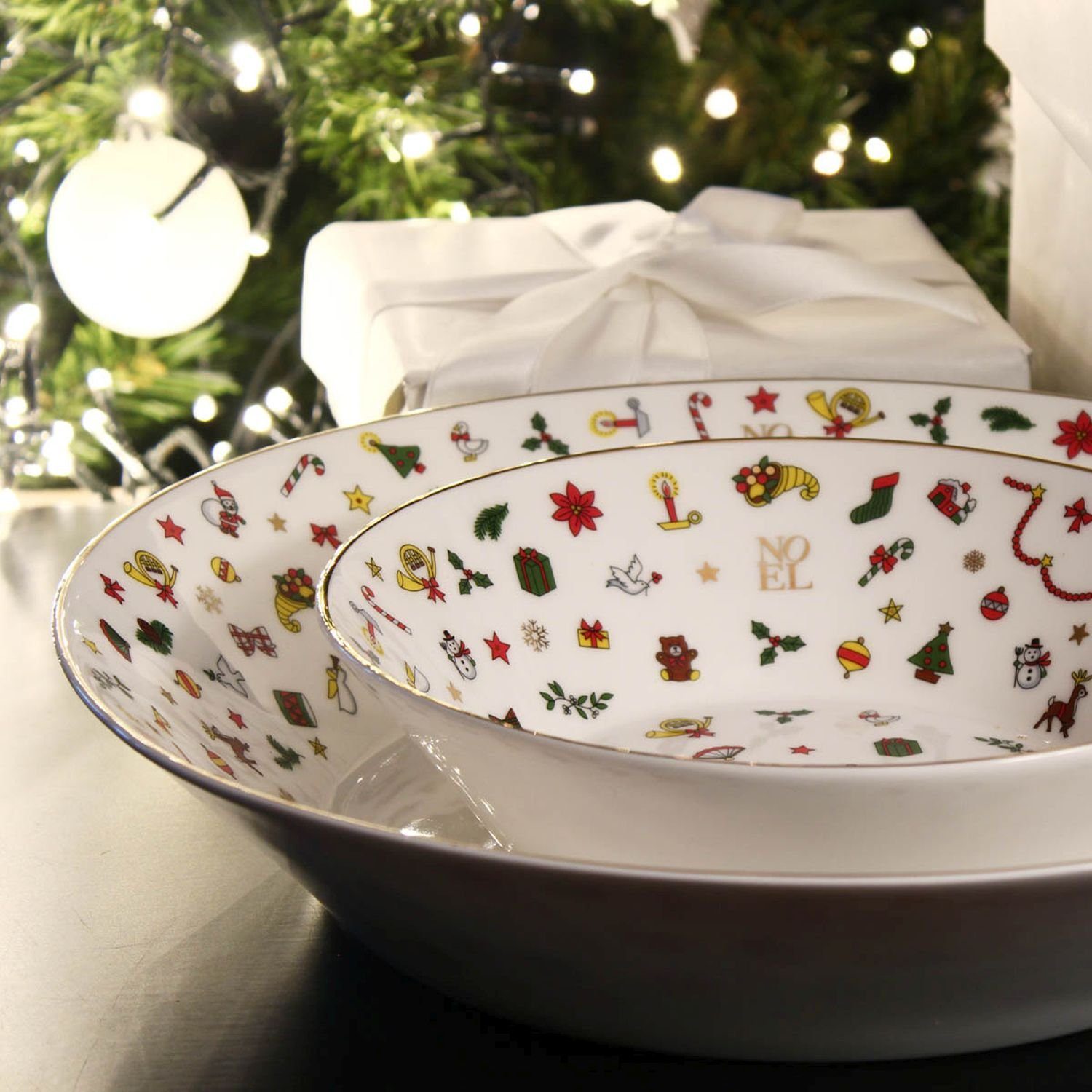 21,5 Salatschüssel Bone China Fine TAITÙ cm, Oro Noel