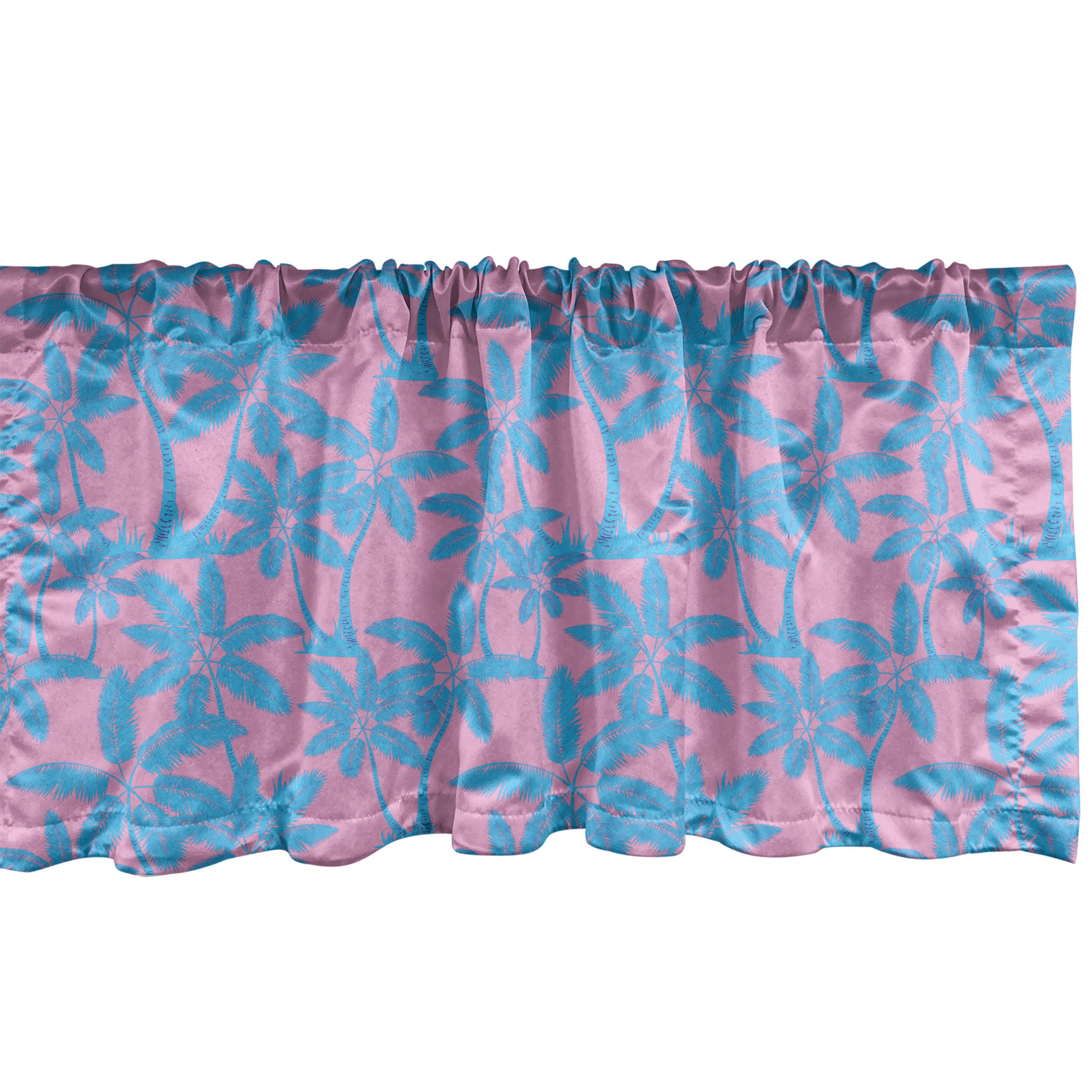 Scheibengardine Vorhang Volant für Küche Schlafzimmer Dekor mit Stangentasche, Abakuhaus, Microfaser, Tropisch Hawaii-Retro Palmen