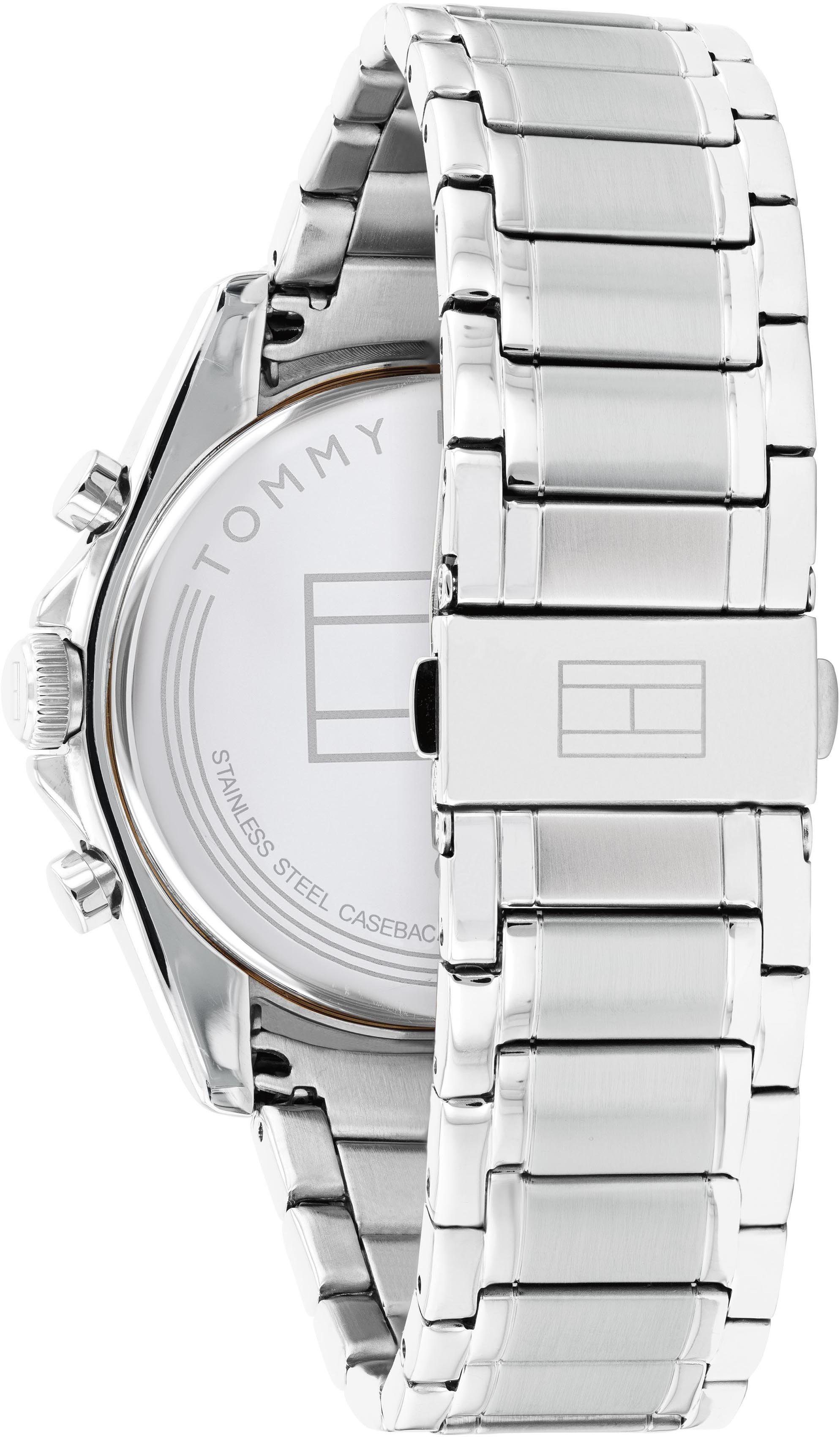 Tommy Hilfiger Multifunktionsuhr PARKER 1791835, Quarzuhr, Armbanduhr, Herrenuhr, Datum, Edelstahlarmband