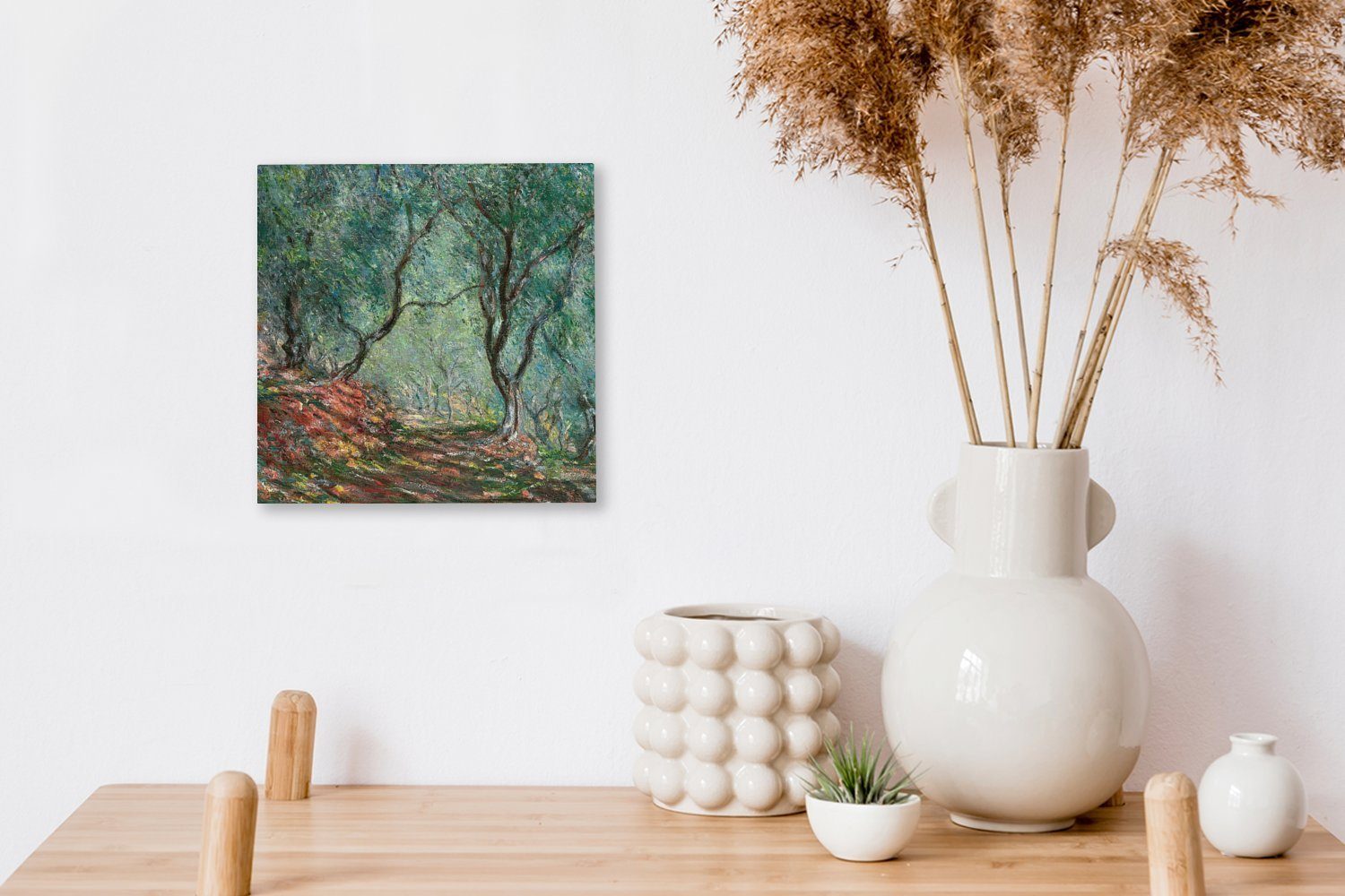 OneMillionCanvasses® Leinwandbild Olivenbaumholz im Garten (1 Monet, Gemälde Moreno Leinwand Claude von von für St), Wohnzimmer Schlafzimmer Bilder 
