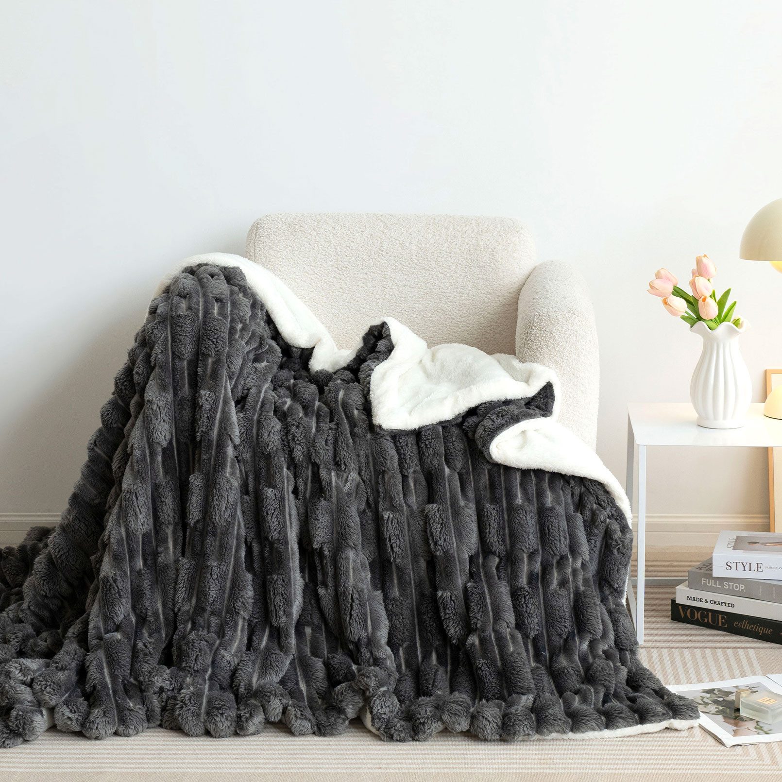 Wohndecke MT09, KEAYOO, Sherpa Fleece Warm Decke Kuscheldecken für Bett, Sofa und Couch