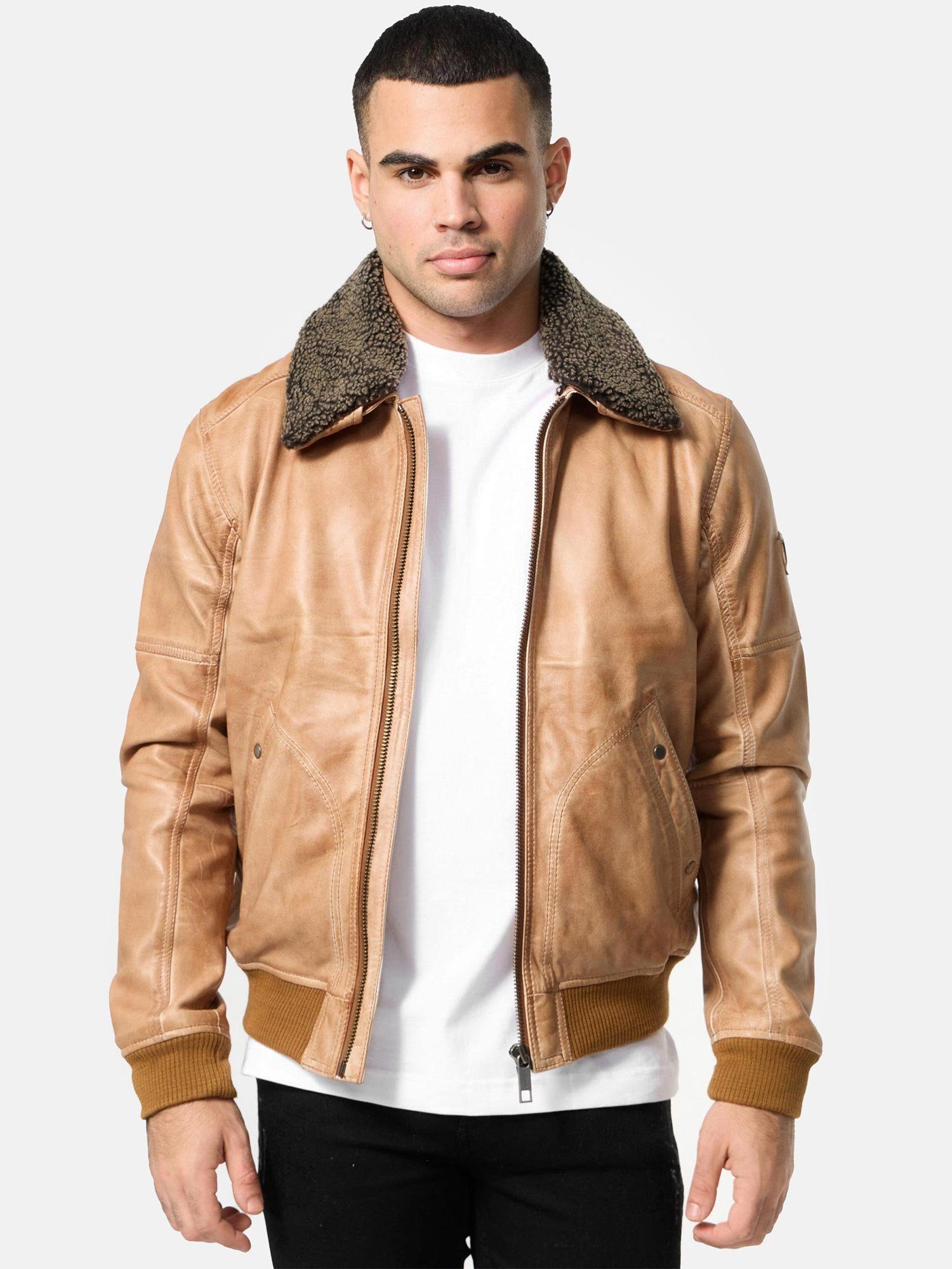 Fell Tazzio mit Lederjacke camel abnehmbarem A801