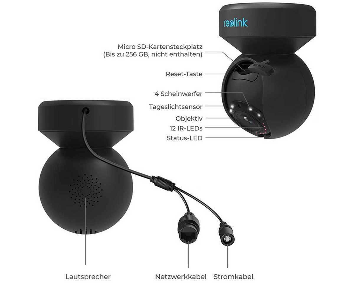 Thumbnail - Reolink Überwachungskamera E Series E540 5 MP WLAN PTZ (mit automatischer Verfolgung, Personen- und Fahrzeugerkennung, 3...