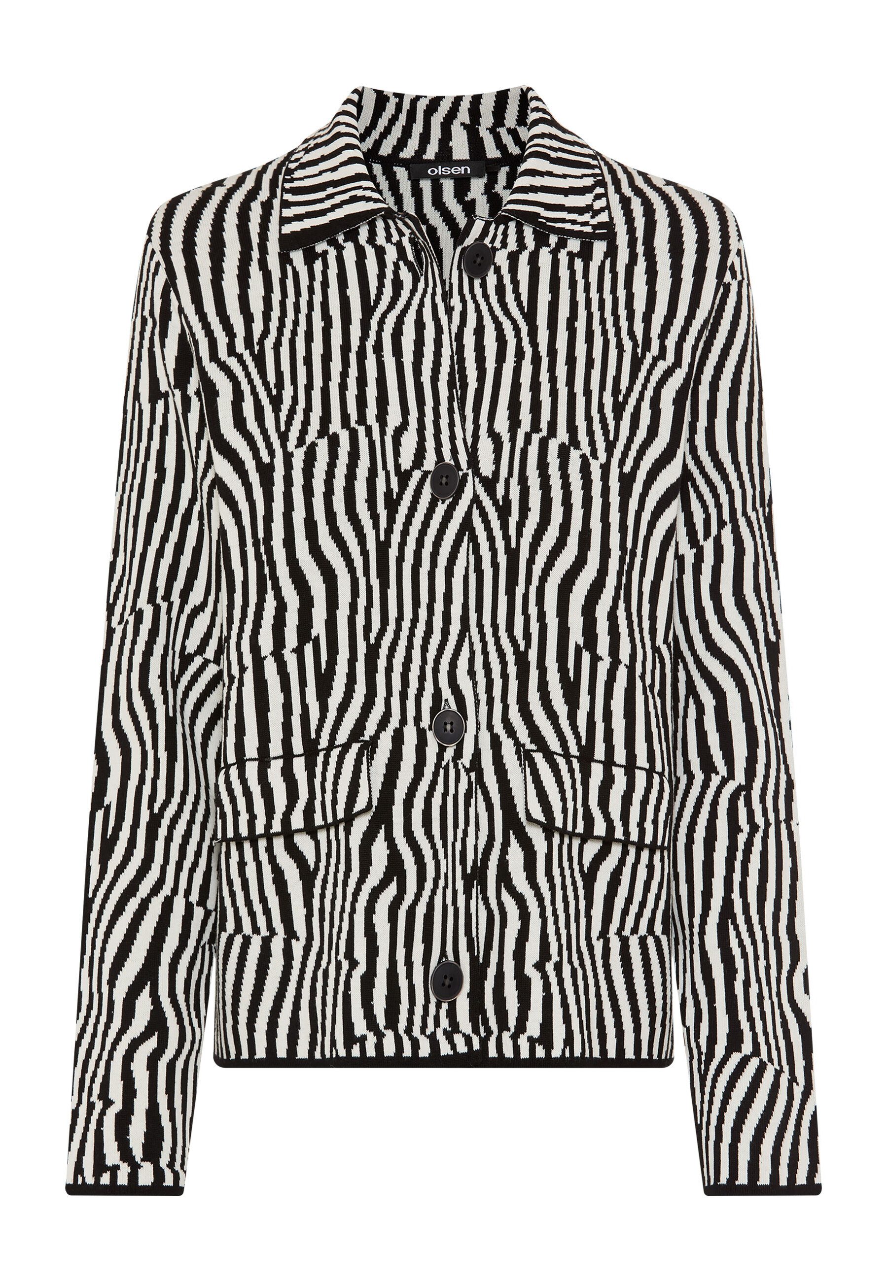Olsen Cardigan Cardigan mit Hemdblusenkragen und Allover-Dessin mit Allover-Dessin