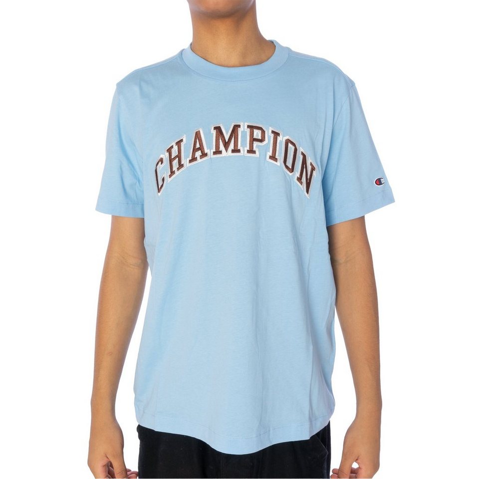 Herren Shirt blau Champion (1-tlg) T-Shirt T-Shirt Champion Crewneck