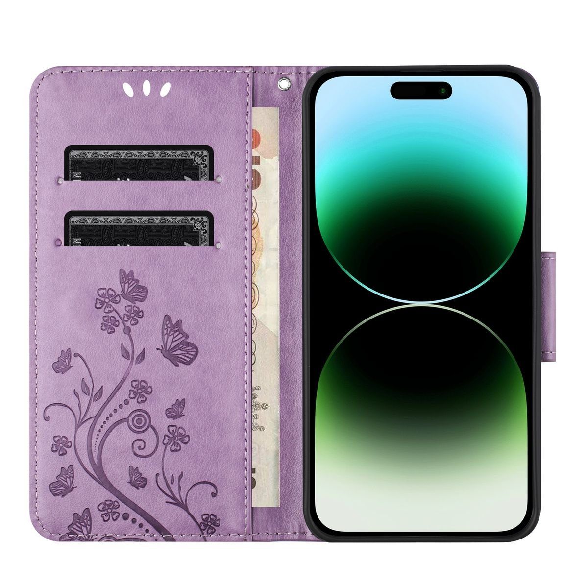 König Design Handyhülle Apple iPhone 15 Pro, Schutzhülle Schutztasche Case Cover Etuis Wallet Klapptasche Bookstyle