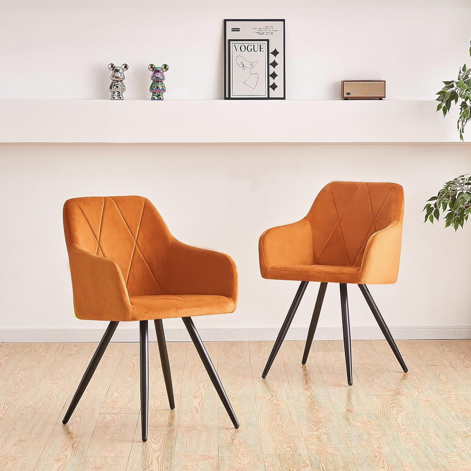 JYMTOM Esszimmerstuhl Samt/Kunstleder, gepolstert, schwarze Metallbeine, günstig online kaufen