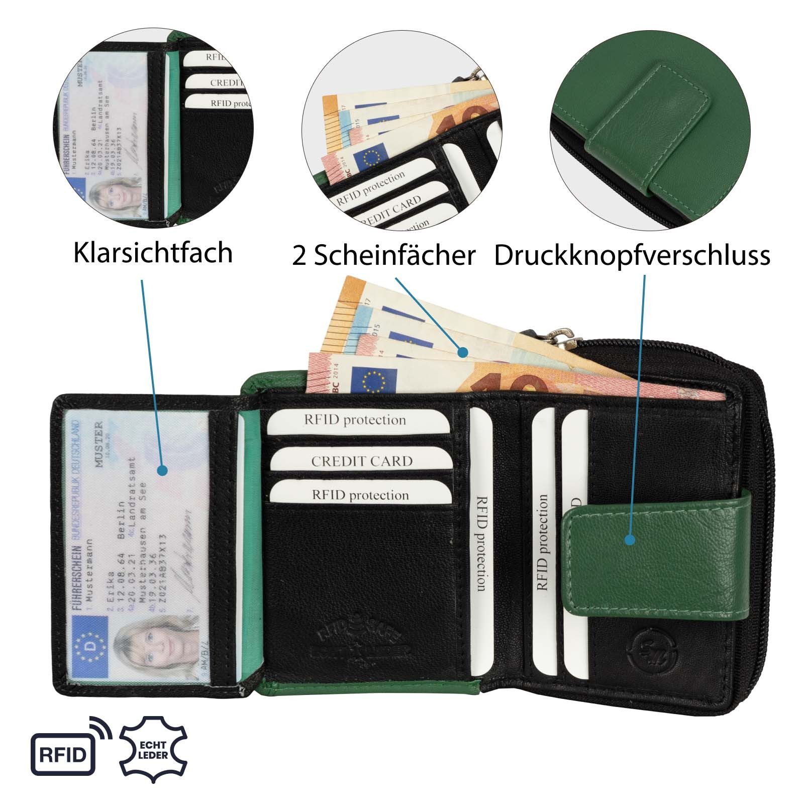 EAAKIE Geldbörse Kleine RFID Damen Geldbörse Kompakt Portemonnaie Mini Damenbörse Leder, Damen Geldbörse klappbar mit Drückknopf – Bild 5 von 5