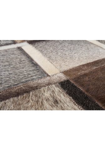 Kayoom Lederteppich Lavish 410 rechteckig Höhe: 8 mm Patchwork-echtes Leder-Fell Wohnzimmer
