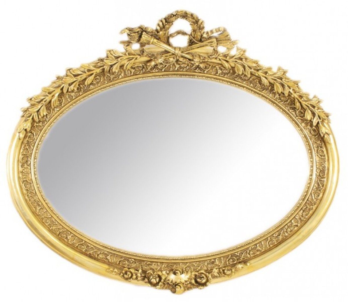 Casa Padrino Barockspiegel Luxus Barock Wandspiegel Oval Gold - Massiv und Schwer - Goldener Spiegel