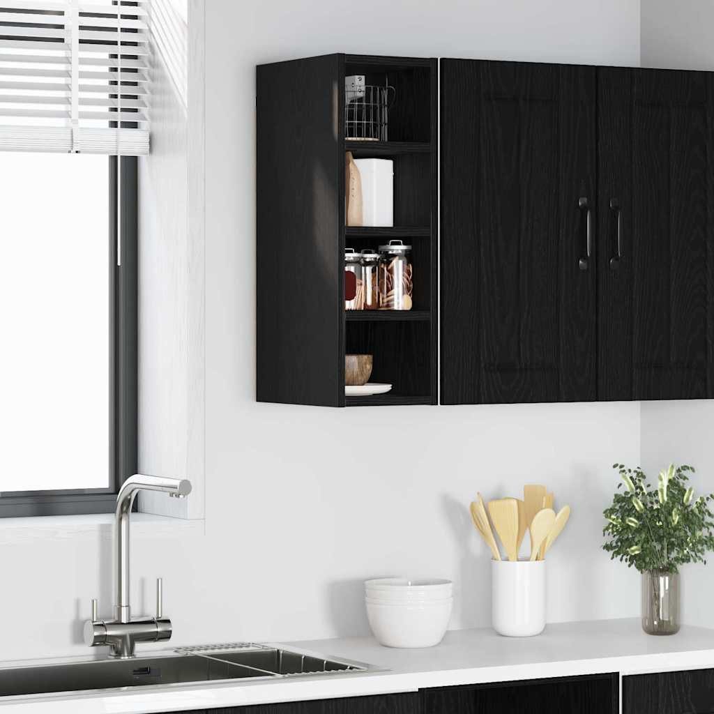vidaXL Hängeschrank Hängeschrank mit Regal Schwarz Eichen-Optik 20 x 29,5 x 60 cm
