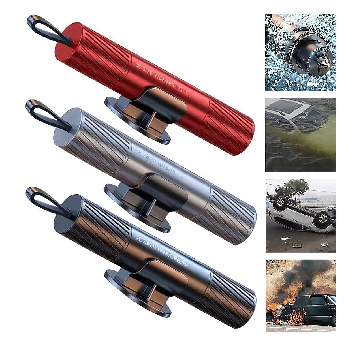 Welikera Hammer 3er-Pack Sicherheitshammer-Sicherheitsgurtschneider mit Tes günstig online kaufen