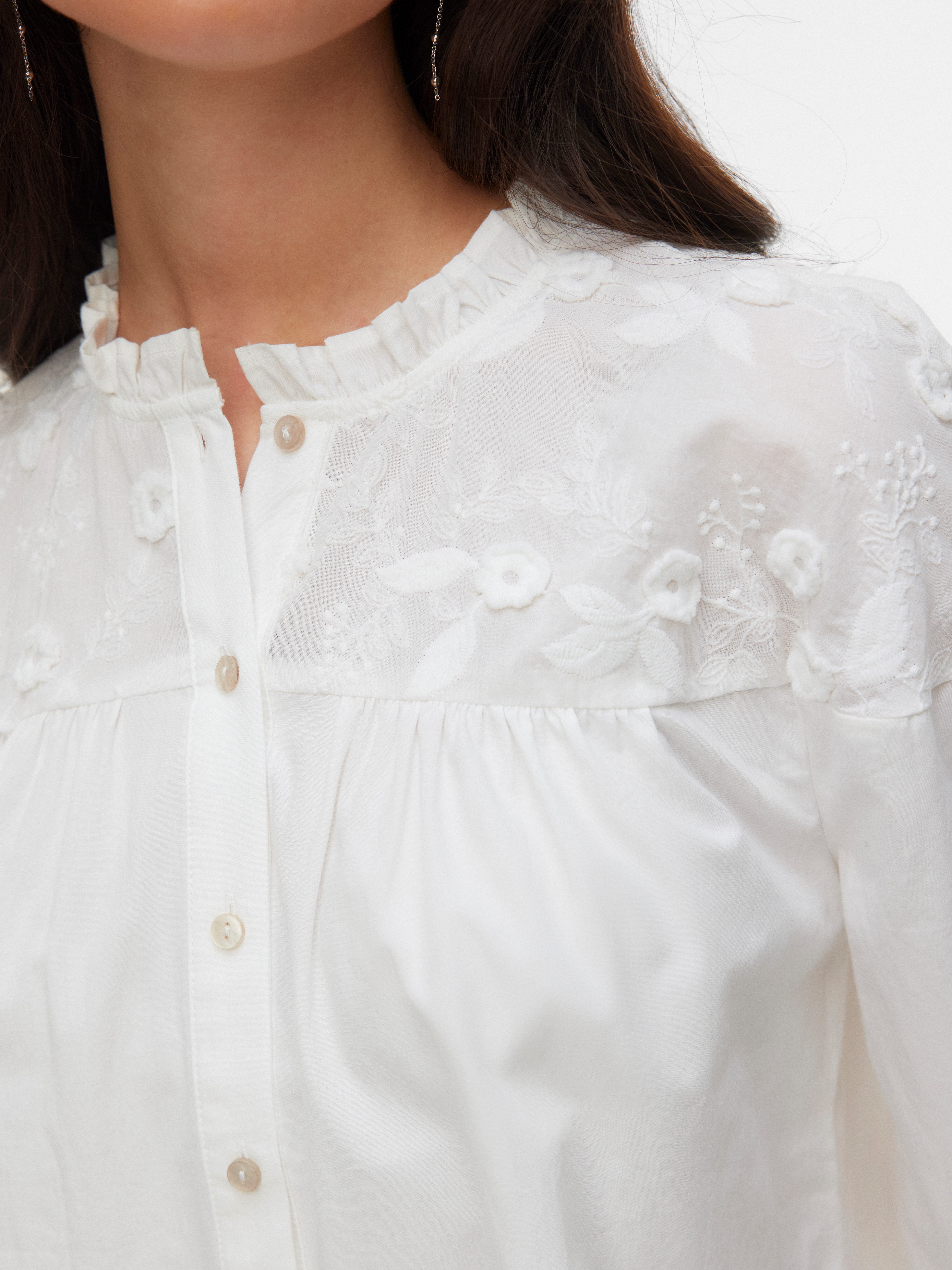 Vero Moda Langarmbluse VMTUESDAY L/S DETAIL TOP WVN Baumwolle