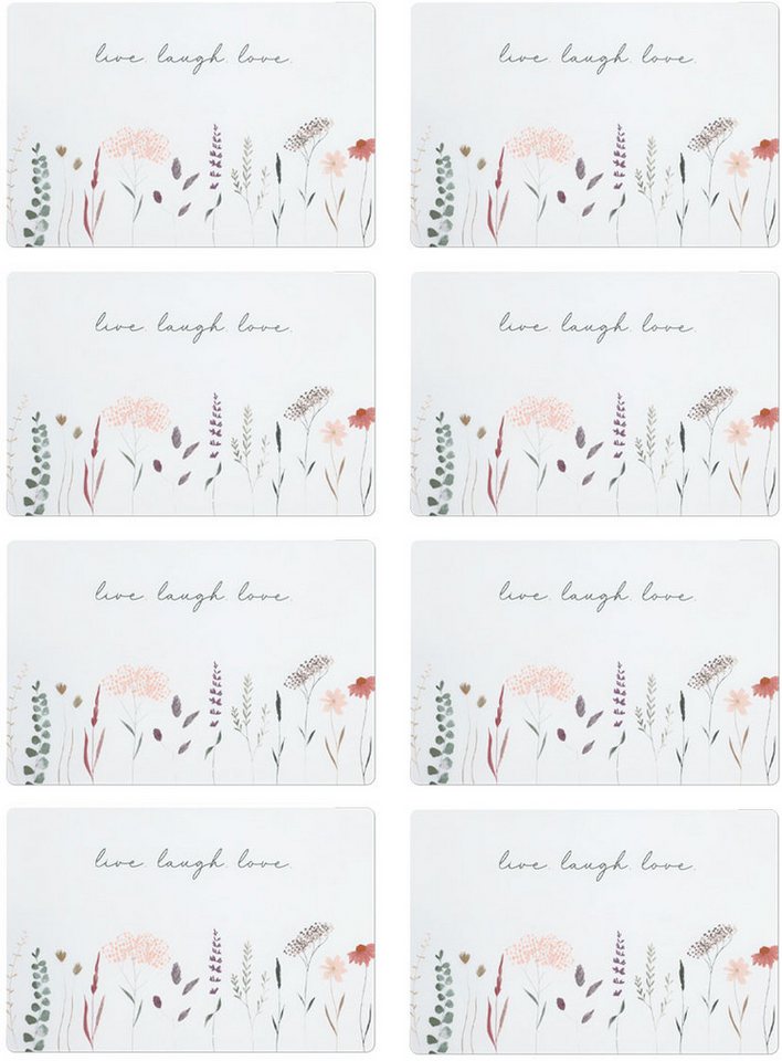 Zeller Present Platzset "Flowers", Florales Motiv, 8er Set, Kunststoff