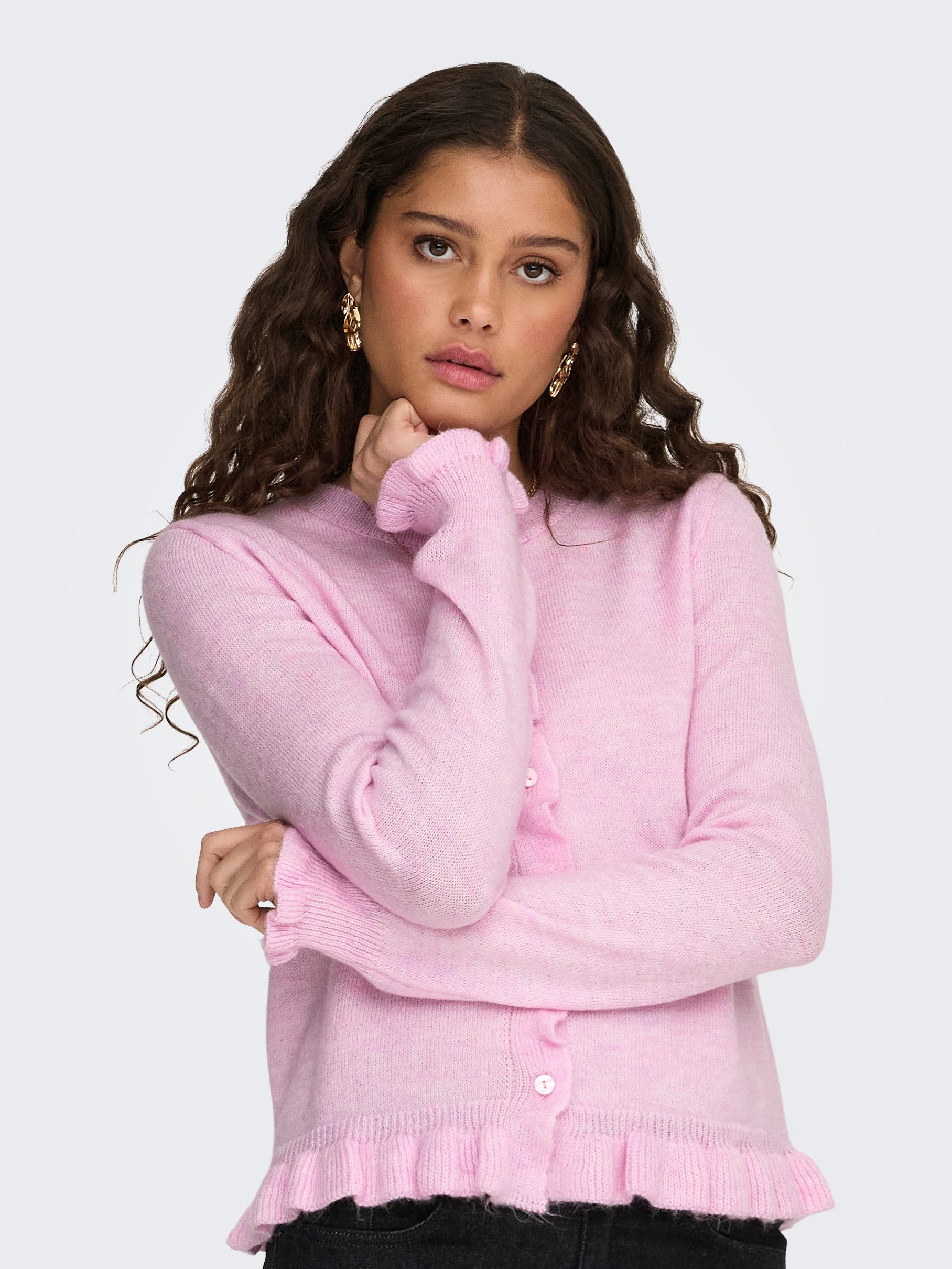 JDY Strickjacke JDYLETTY L/S ON FRILL CARDIGAN KNT NOOS günstig online kaufen