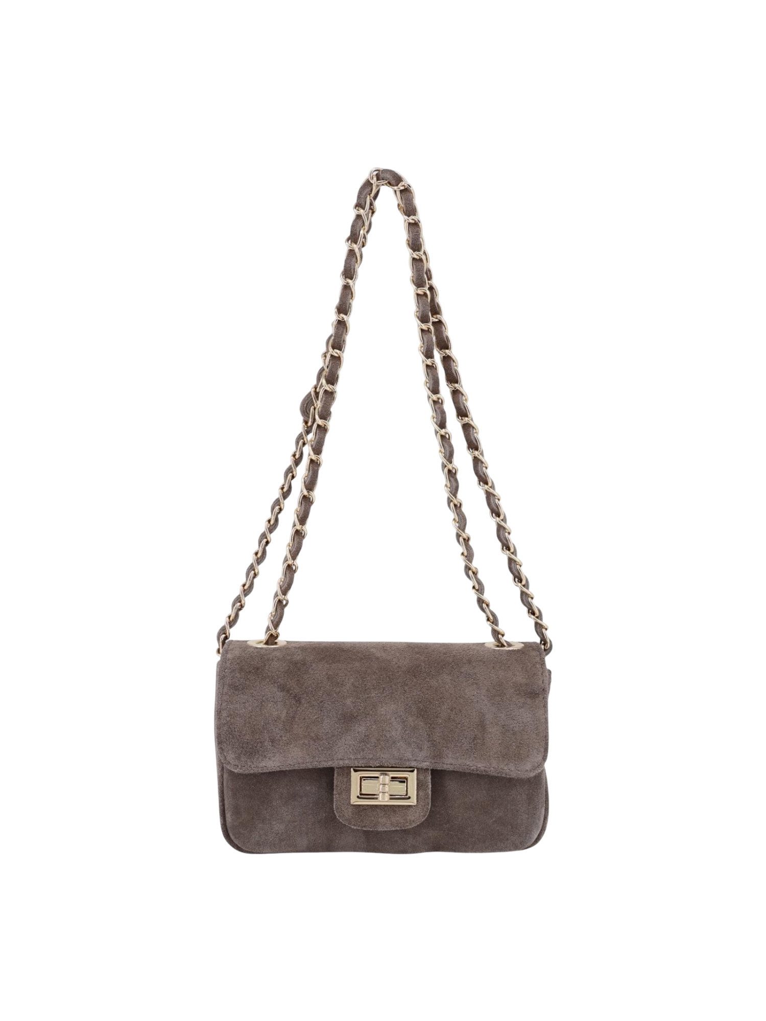 BRISE TASCHE Umhängetasche Kompakte Wildleder-Crossbody mit Kettenriemen, 100 % echtes Wildleder, kompakte Form, Reißverschluss-Innentasche