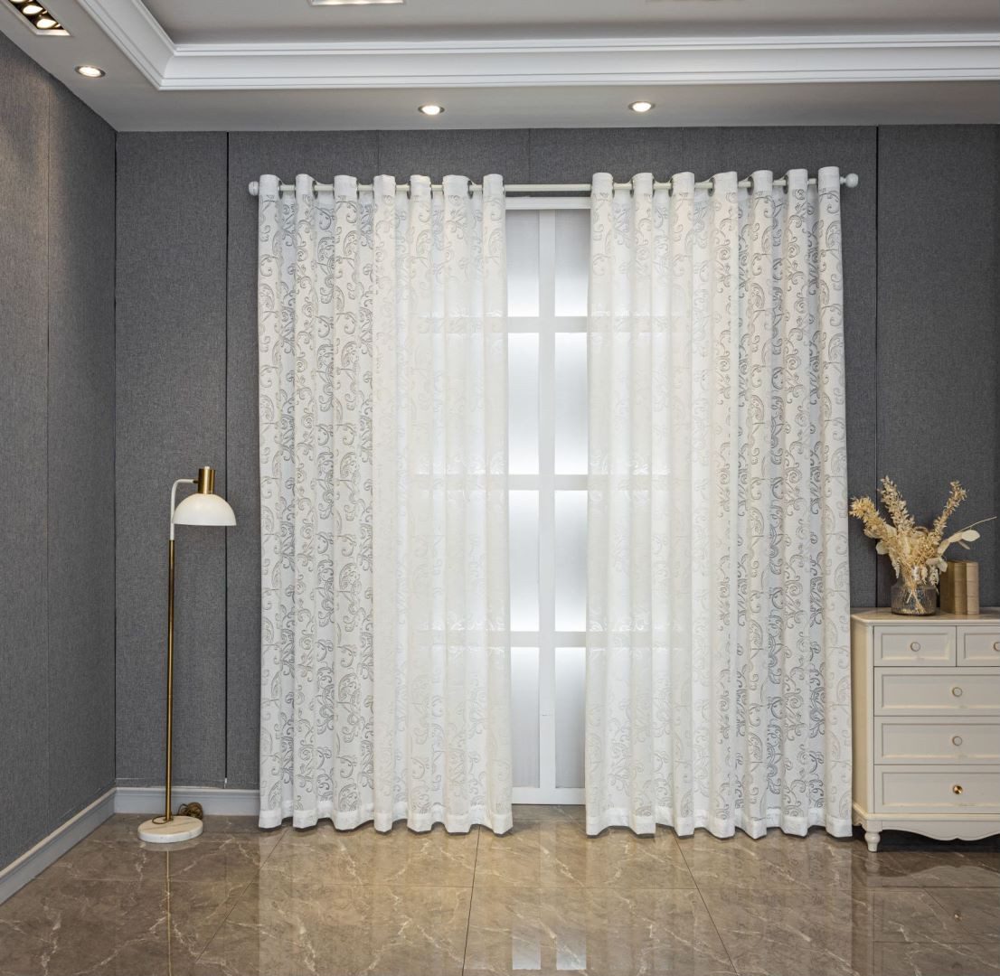 BYSURE Gardine (2 St), Ösen, transparent, Polyester, Damastmuster, für Wohn günstig online kaufen