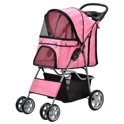 pro.tec Tiertransporttasche bis 15 kg, Hundewagen »Niceville« Pet Stroller Regenschutz Roadster Pink