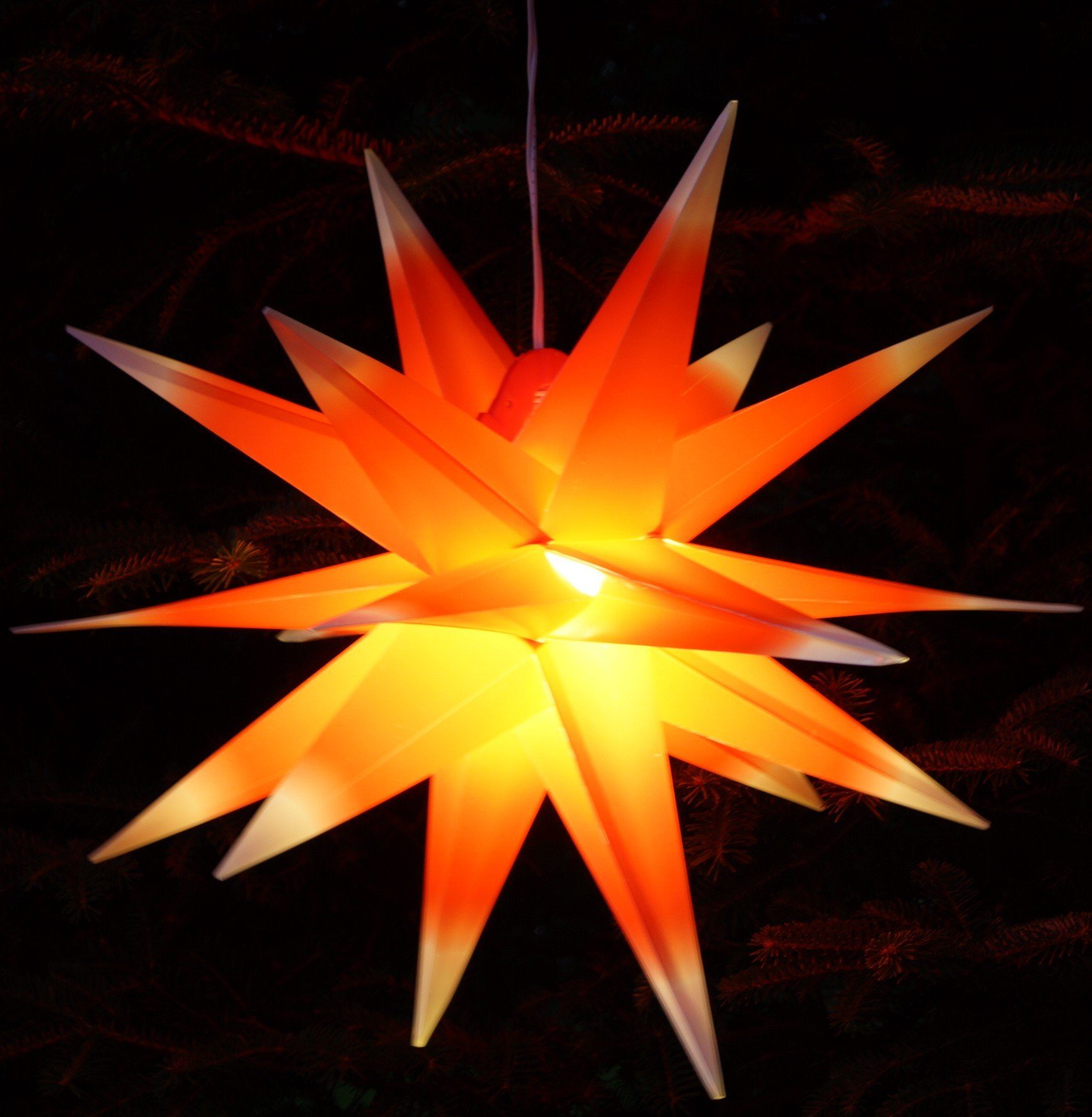 Ø LED-Stern 55 rot/weiß cm Weihnachtsstern,.., Leuchtmittel Kaspar, außen Außenstern Guru-Shop 3D inklusive für Batterie 4xAA
