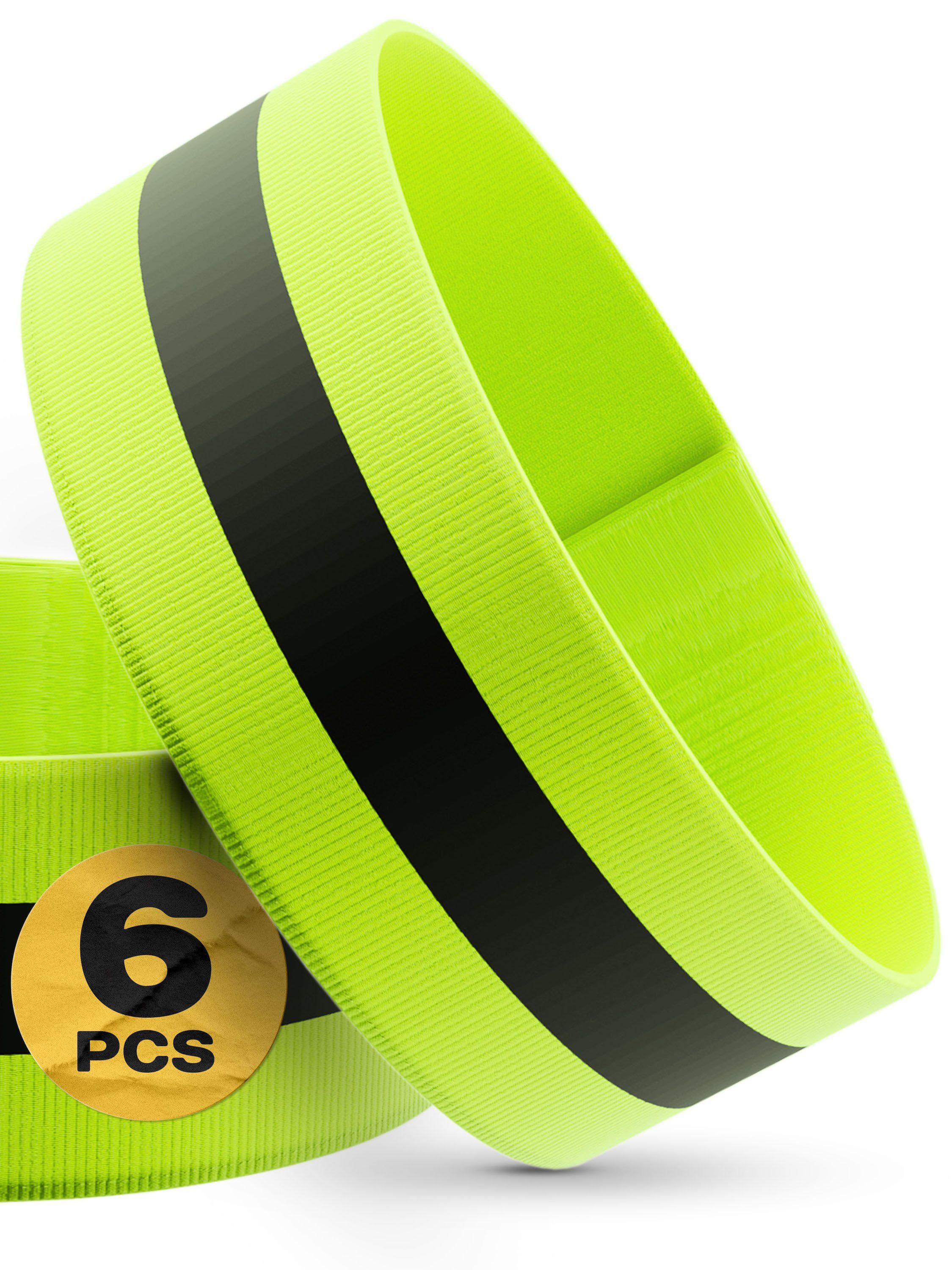 Prowiste Fahrradreflektor Prowiste Reflektorband Reflektor Armband, (Set, 6 St), Stark Sichtbar - Elastisch mit Klettverschluss, 35 bis 55cm Dehnbar