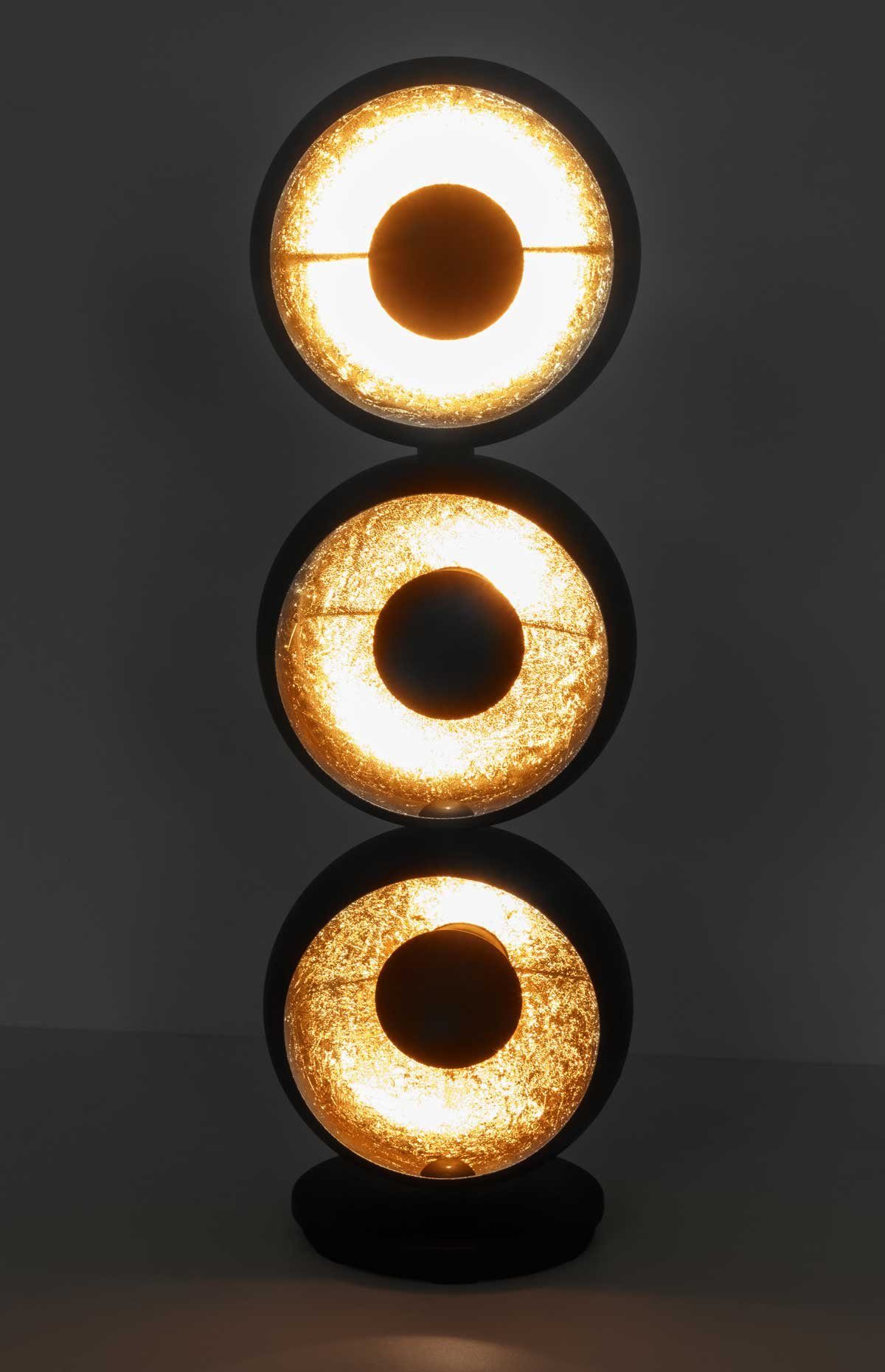 Kiom Stehlampe Standleuchte 3 blattgold, Leuchtmittel Fußschalter, inklusive, mattschwarz Leuchtmittel Alona mit Eyes & abhängig nicht