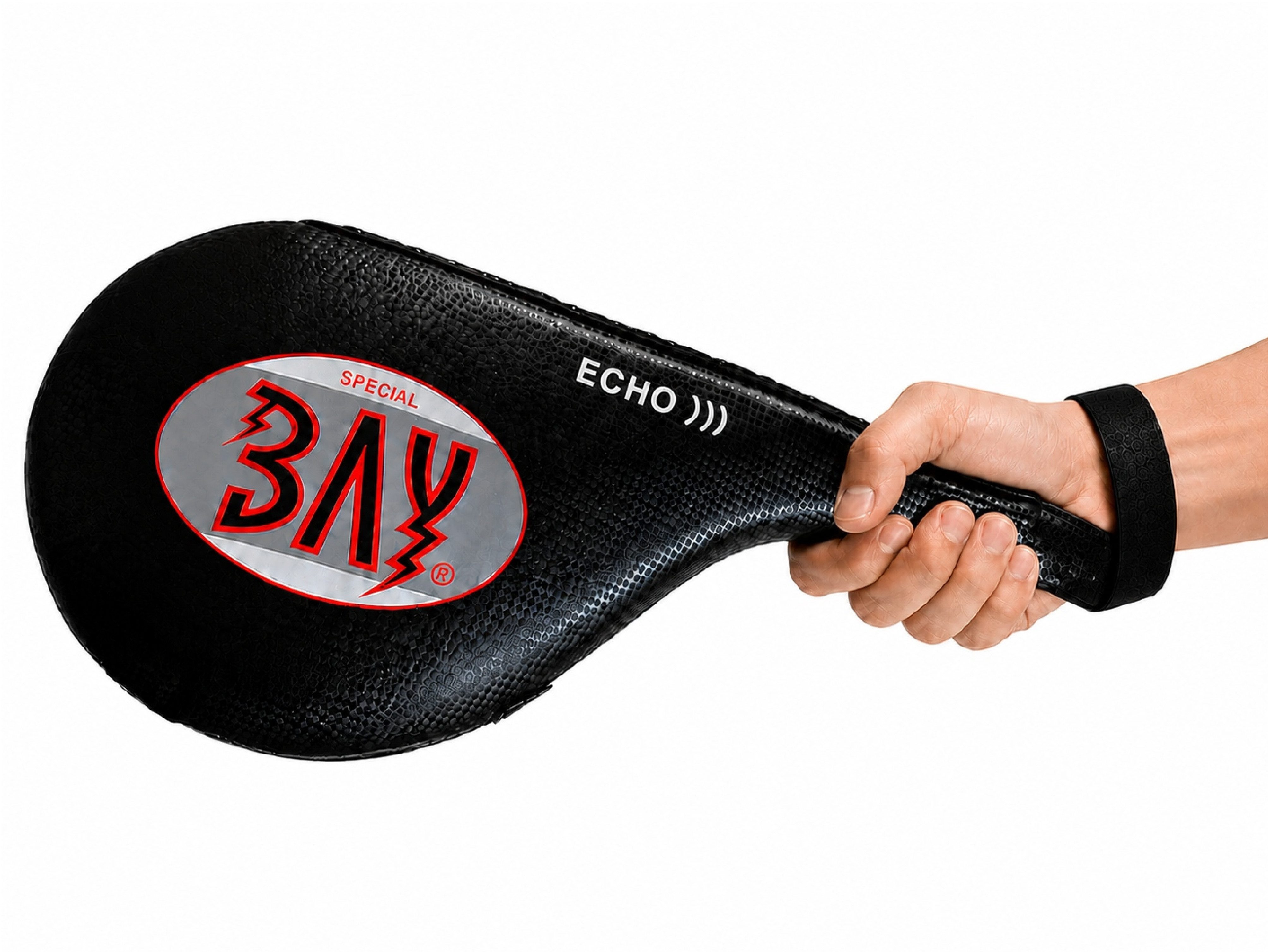 BAY-Sports Boxsack Handpratze ECHO Singlemitt Handmitt Schlagmitt Taekwondo Kampfsport (Mit Handschlaufe, Gummizugschlaufe für Handgelenk), für gezielte Tritte, Schläge, Kickboxen, Taekwondo, Schlagpolster