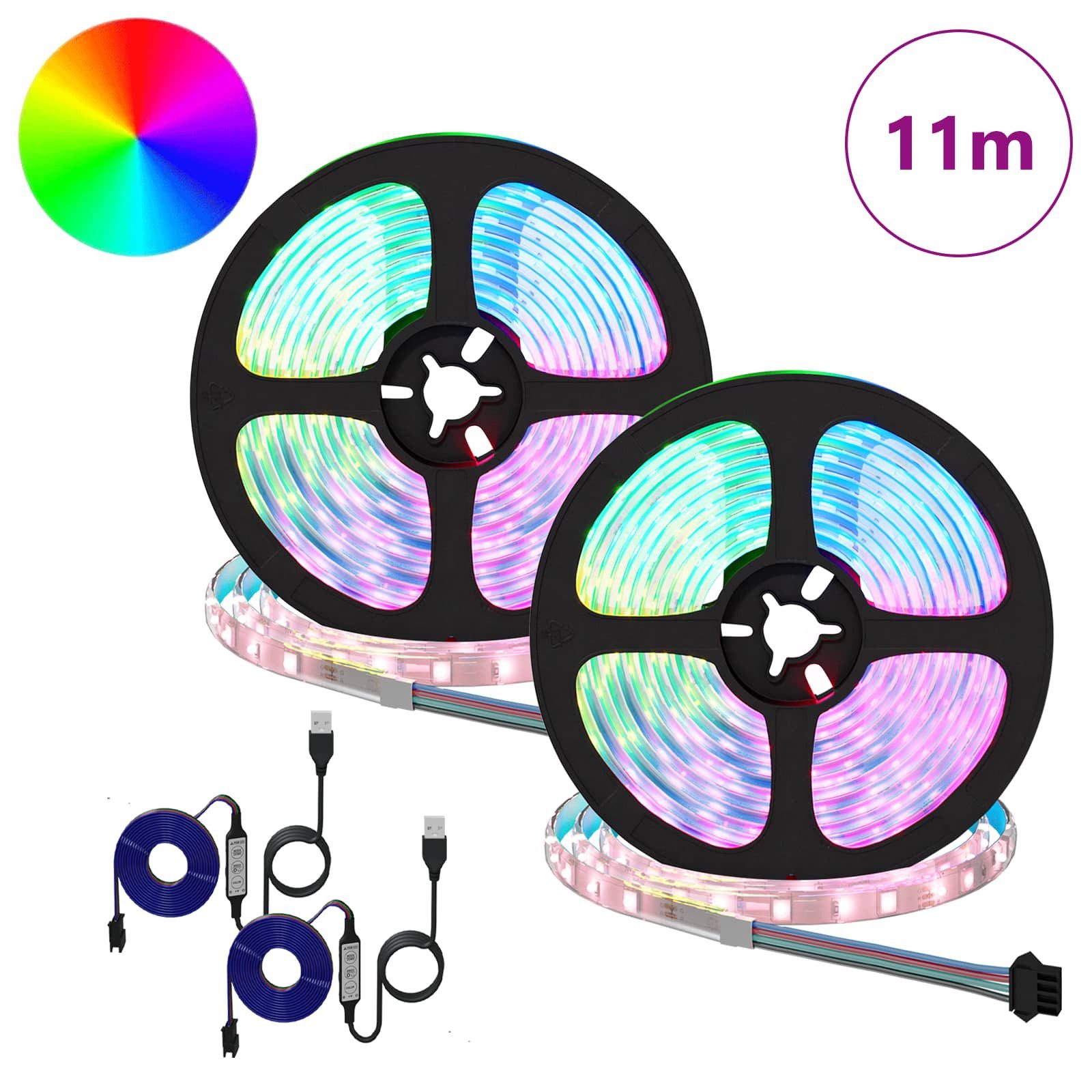 vidaXL Lichterschlauch LED Streifen 2 pcs Schwarz und Transparent 5500 mm