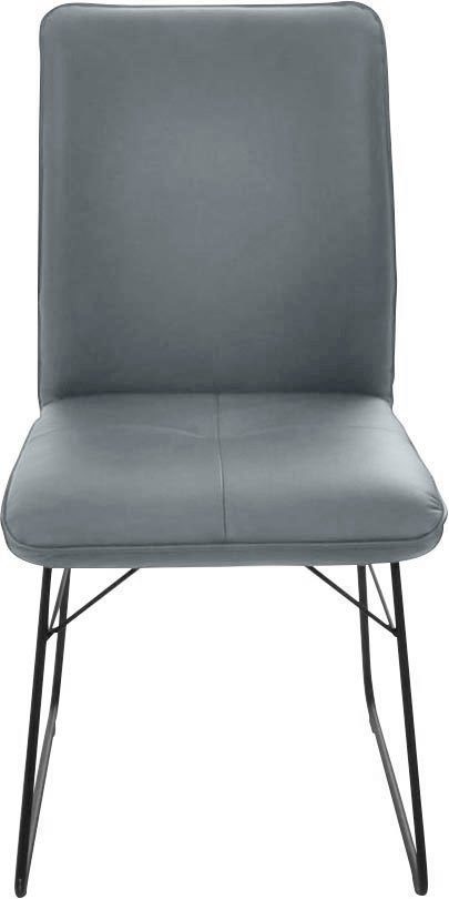 K+W Komfort & Wohnen Kufenstuhl (1 St), Drahtgestell in Metall schwarz, Griff am Rücken, Steppung im Sitz