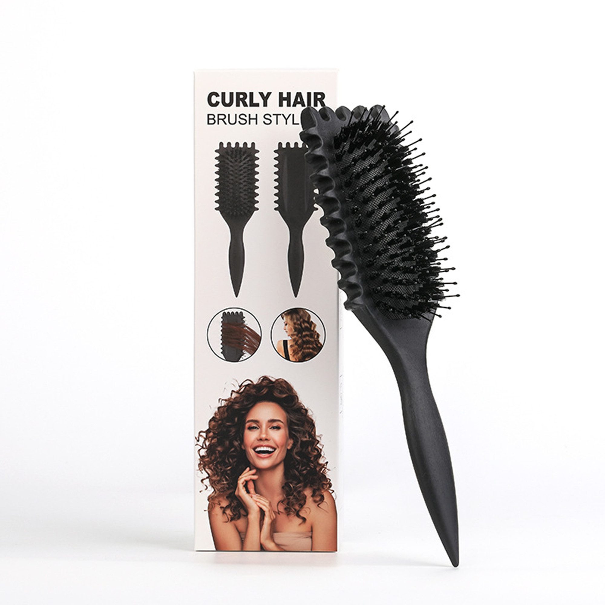 Forrlite Haarbürsten-Set Curl Hair Brush, Lockenbürste,Curl Define Styling Brush, Curl Define Stylingbürste,Wildschweinborsten Haarbürste,Haarbürste zum Entwirren für Frauen
