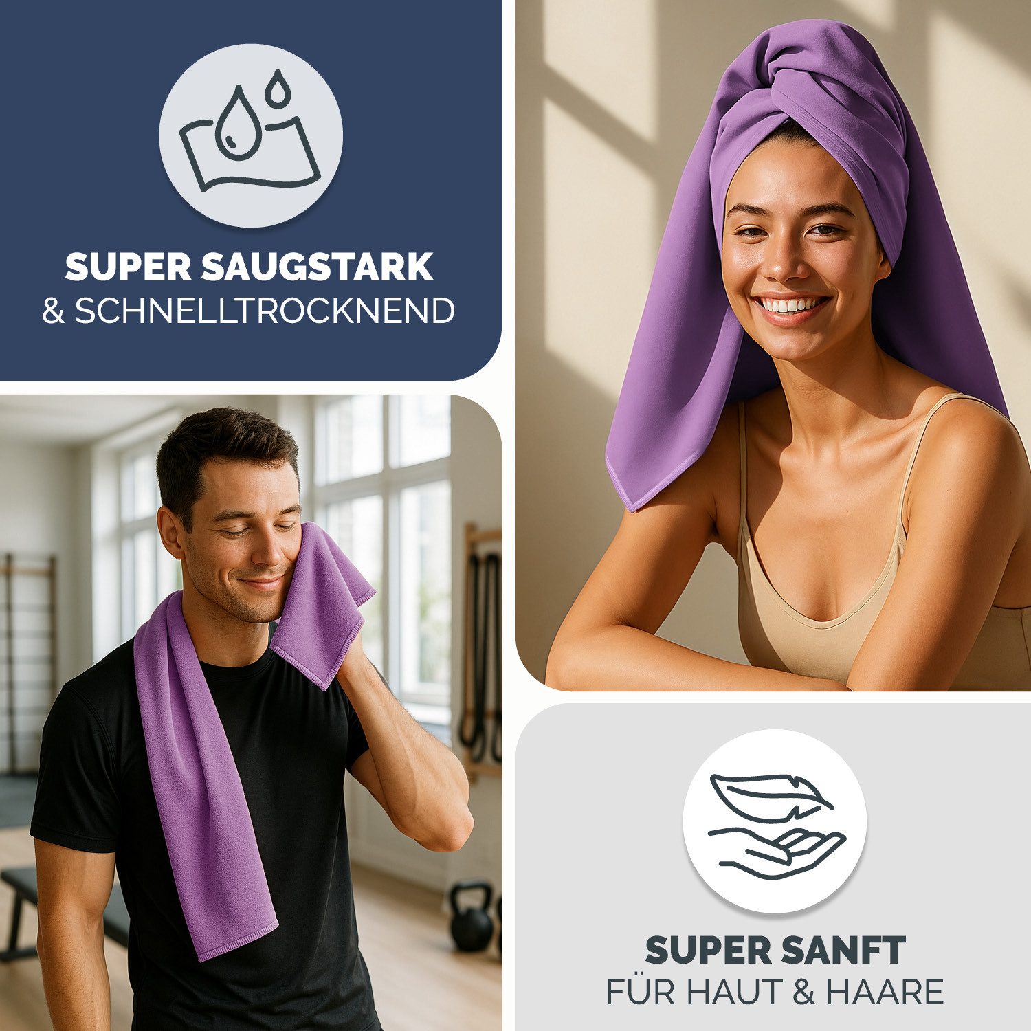 Blumtal Sporthandtuch Mikrofaser Handtuch - kompakte Mikrofaser Handtücher, Mikrofaser (inkl. Transporttasche, einzeln oder als Set verfügbar, 1-St), ultra leic – Bild 4 von 5