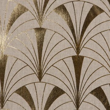 Vorhang SCHÖNER LEBEN. Vorhang Art Deco Bogen natur gold metallic 245cm, SCHÖNER LEBEN., Smokband, blickdicht, Baumwolle, handmade, made in Germany, vorgewaschen