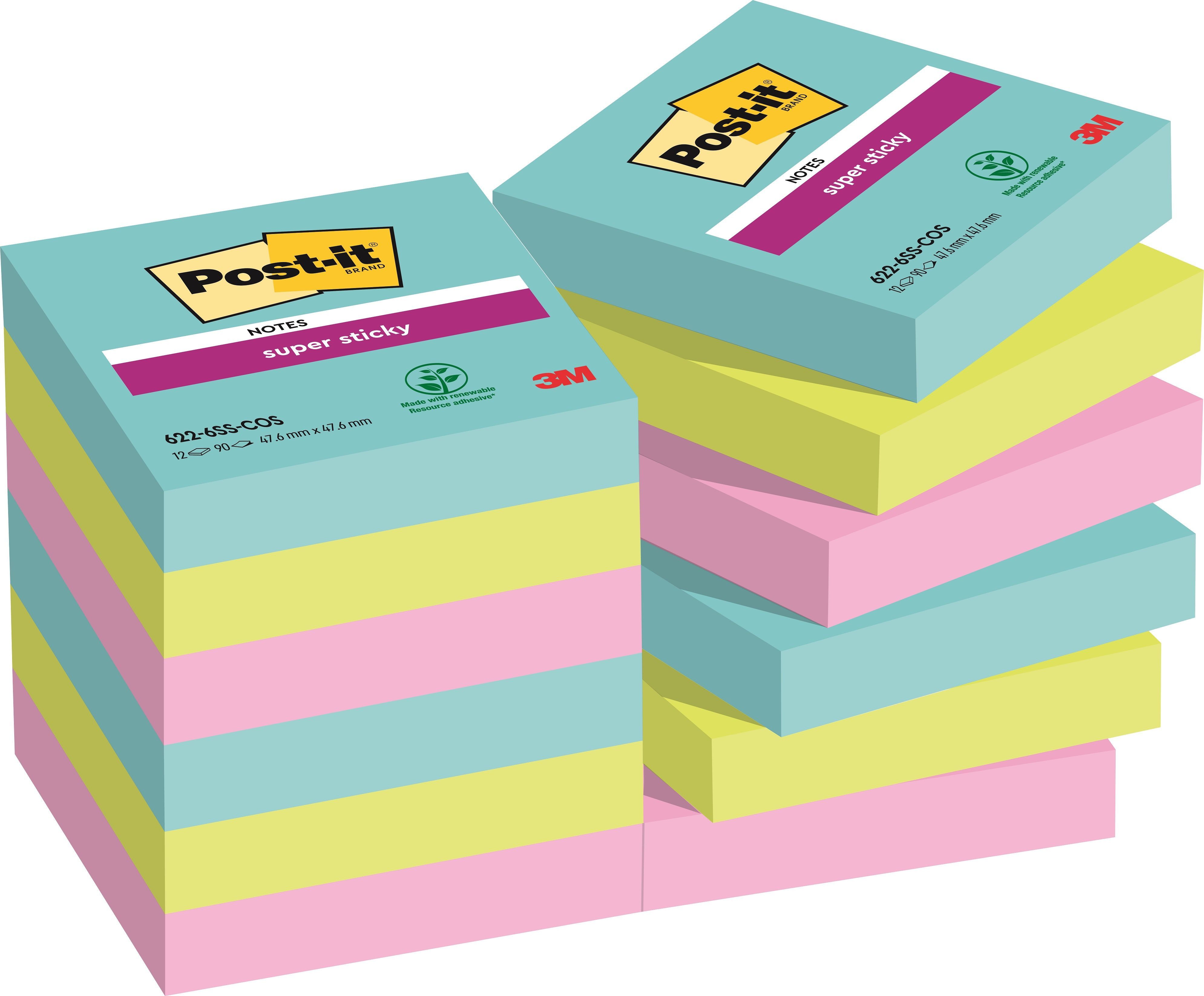 Haftnotizblock 622-12SS-COS Haftnotiz Super Sticky Notes - 476 x 476 mm 12x 90 Blatt