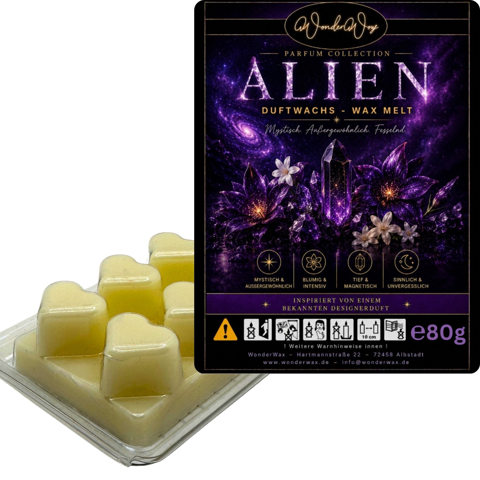 WonderWax Duftwachs WonderWax® Parfume Duftriegel 6 x Duftwachs Herzen Weiß (Alien), Duftrichtung: Alien