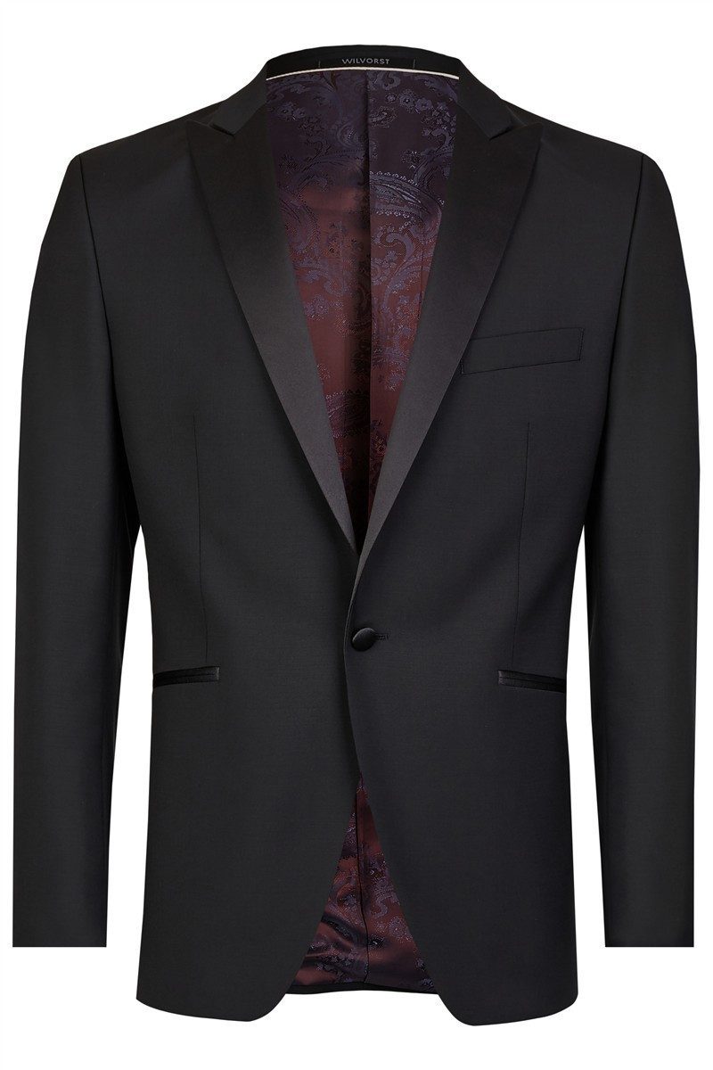 Wilvorst Sakko Wilvorst CLASSICs Herren Smokingsakko Spitzfacon Drop8 Schwarz