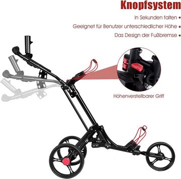 KOMFOTTEU Golftrolley Golf Wagenzum, klappbar, mit Abschließbarem Rad, verstellbarem Griff