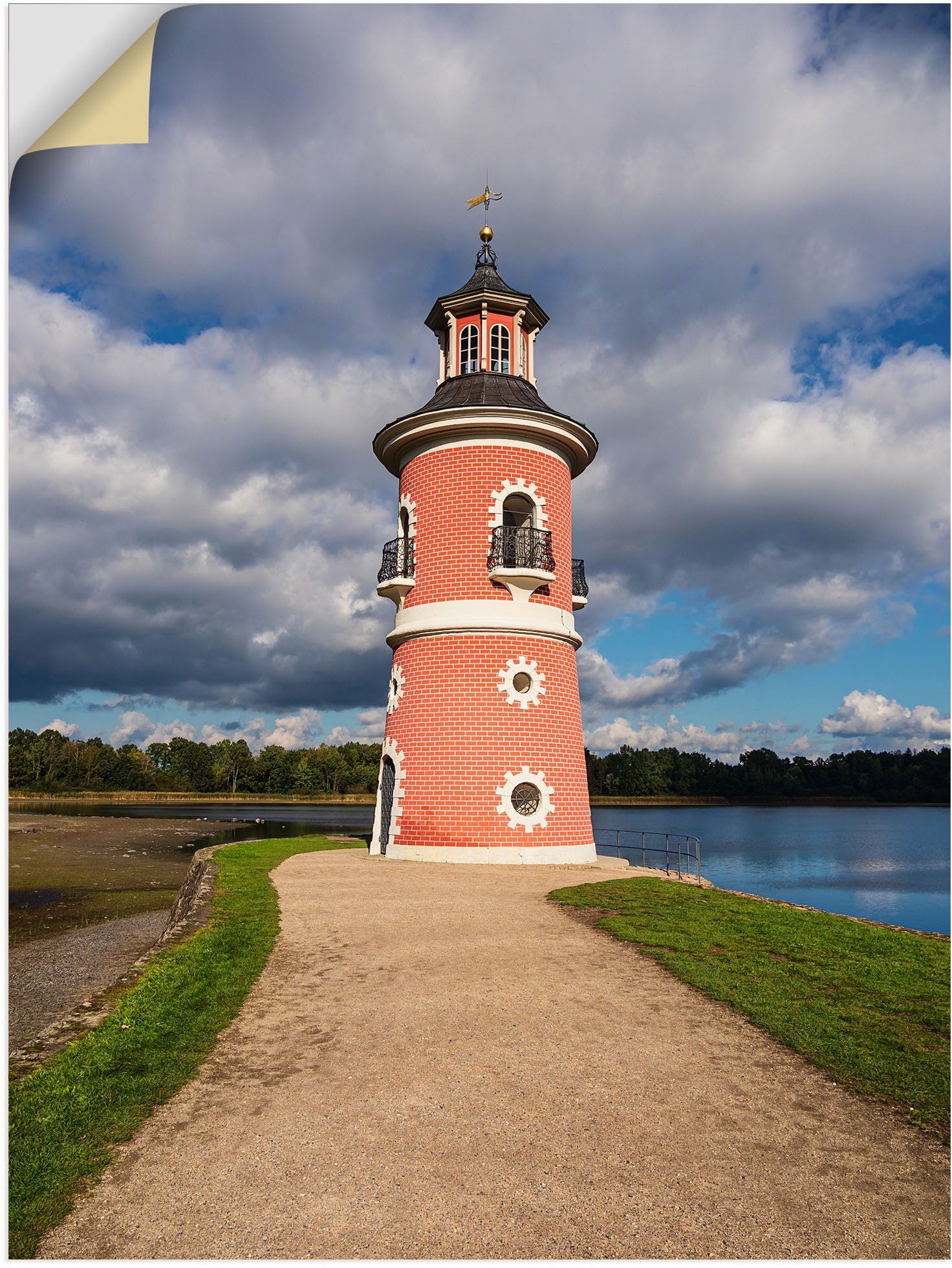 Artland Wandbild Leuchtturm nahe Schloss Moritzburg, Gebäude (1 St), als Alubild, Leinwandbild, Wandaufkleber oder Poster in versch. Größen