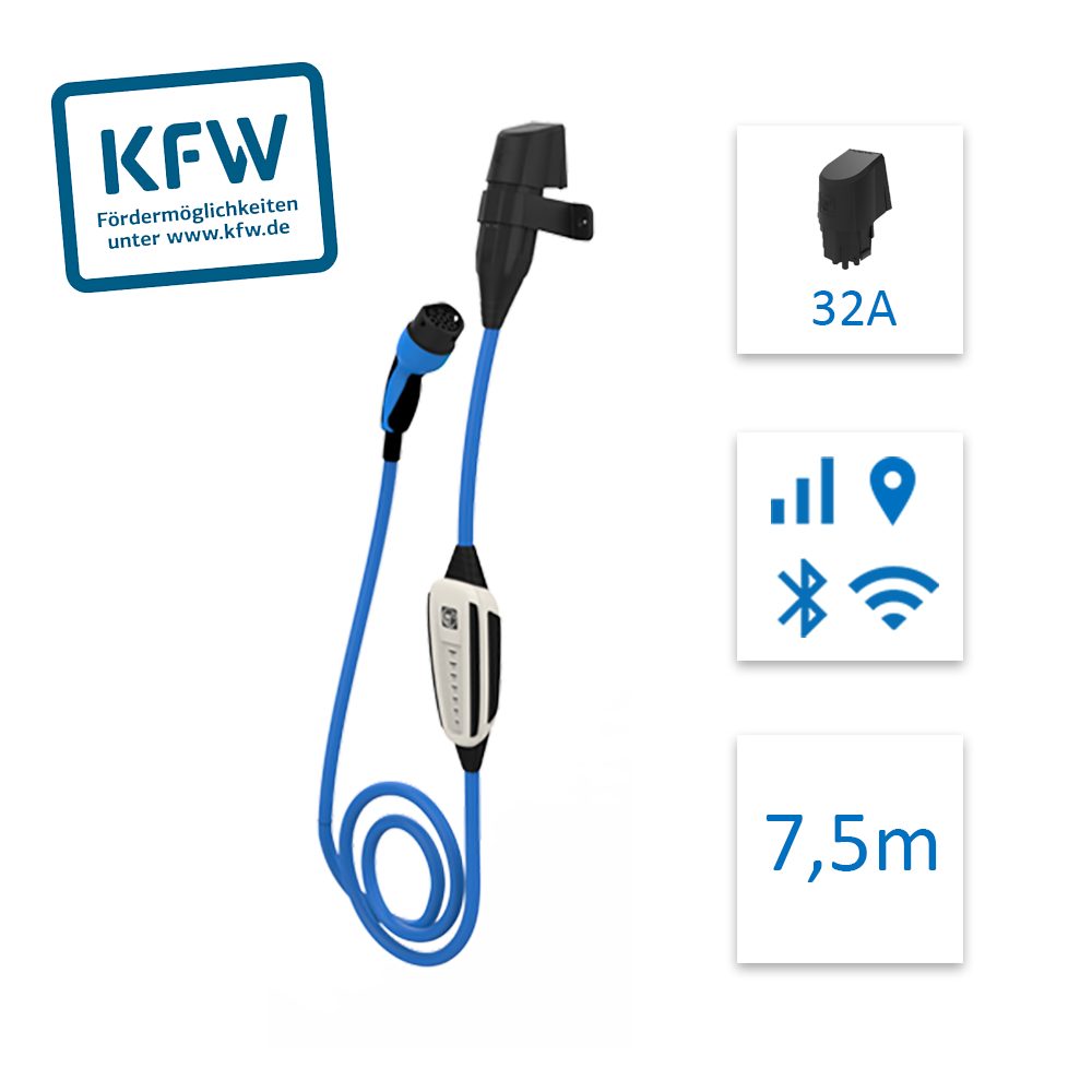 kW 22 NRGkick GSM/GPS/SIM, 3, Kabellänge Max Elektroauto-Ladestation KfW 1-St. 32A NRGkick 7,5m