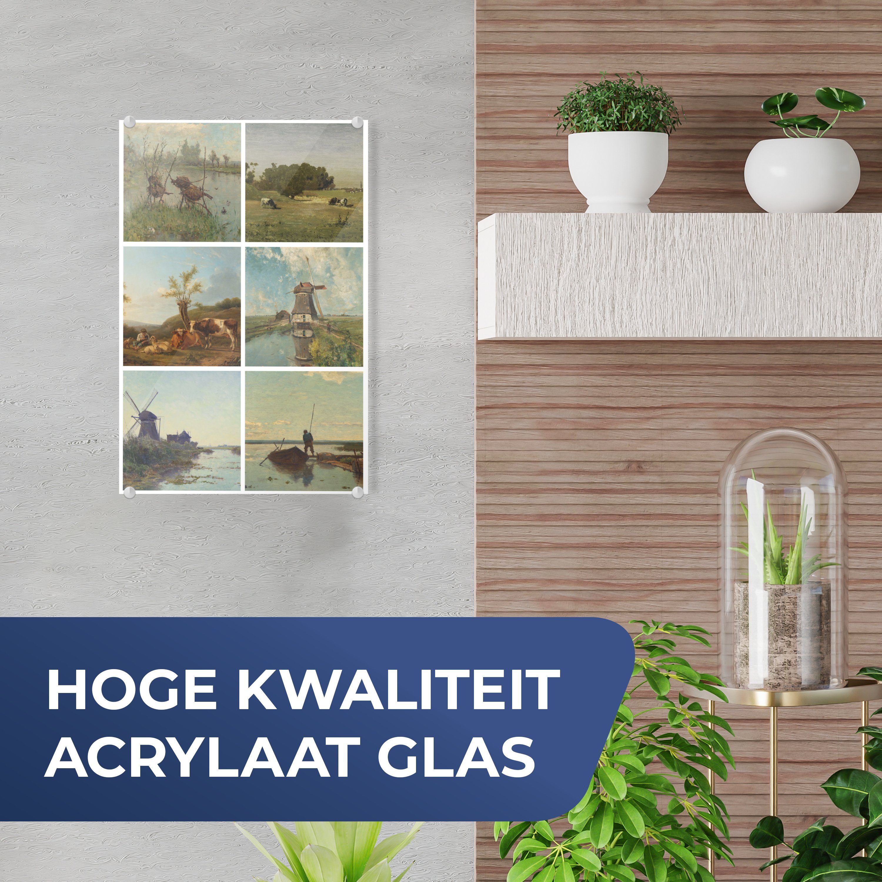 (1 auf auf Wanddekoration MuchoWow - Collage - - - Glas Bilder Niederlande, Glas Glasbilder Foto Kunst - St), Wandbild Acrylglasbild