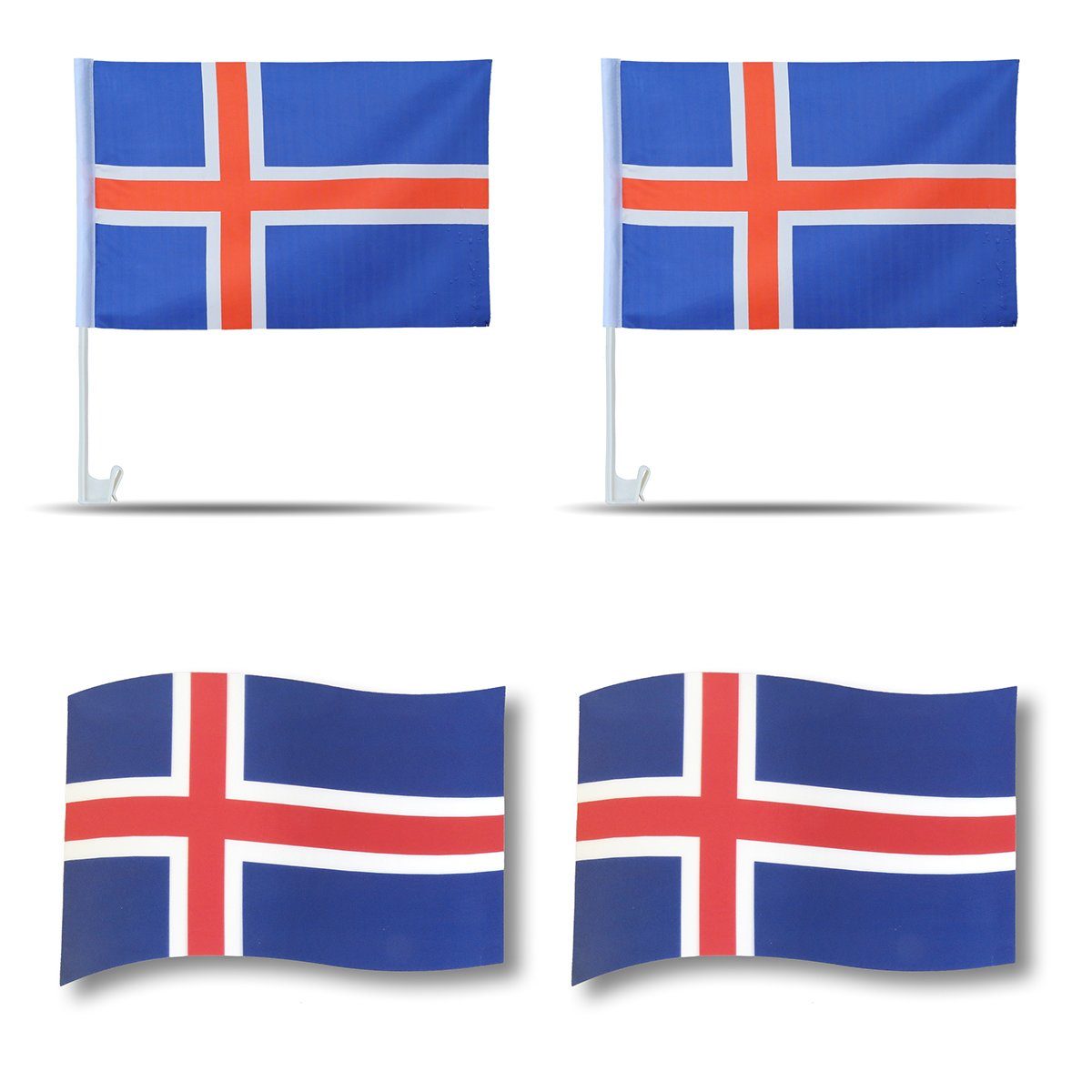 Sonia Originelli Fahne Fanpaket "Island" Iceland Fußball Flaggen 3D Magnet Fahren Autofahnen, Magnete: 3D-Effekt