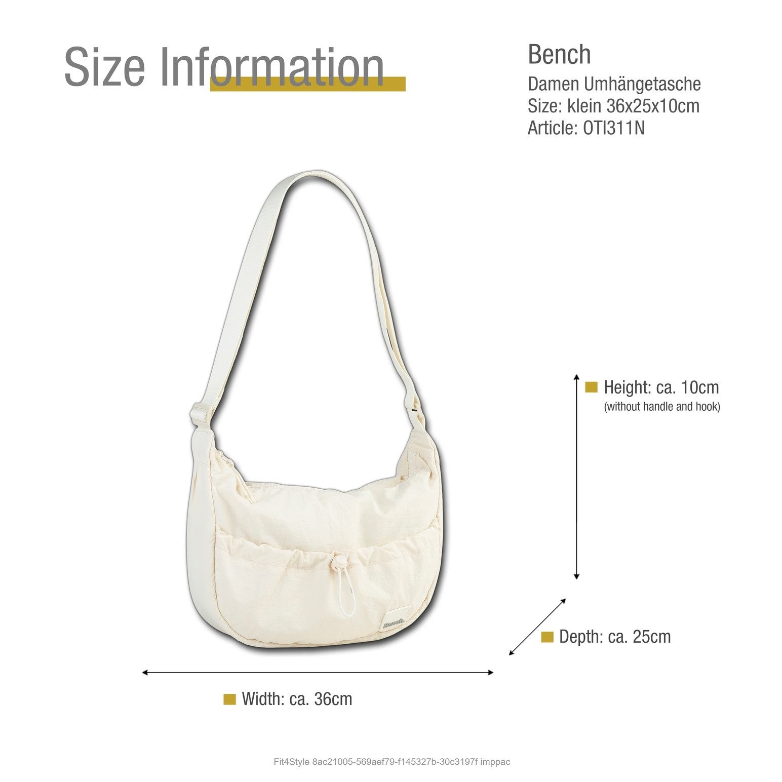 Bench. Umhängetasche Bench Umhängetasche Nylon washed beige (Umhängetasche), Damen Umhängetasche Nylon, washed, beige, weiß ca. 36cm x ca. 10cm