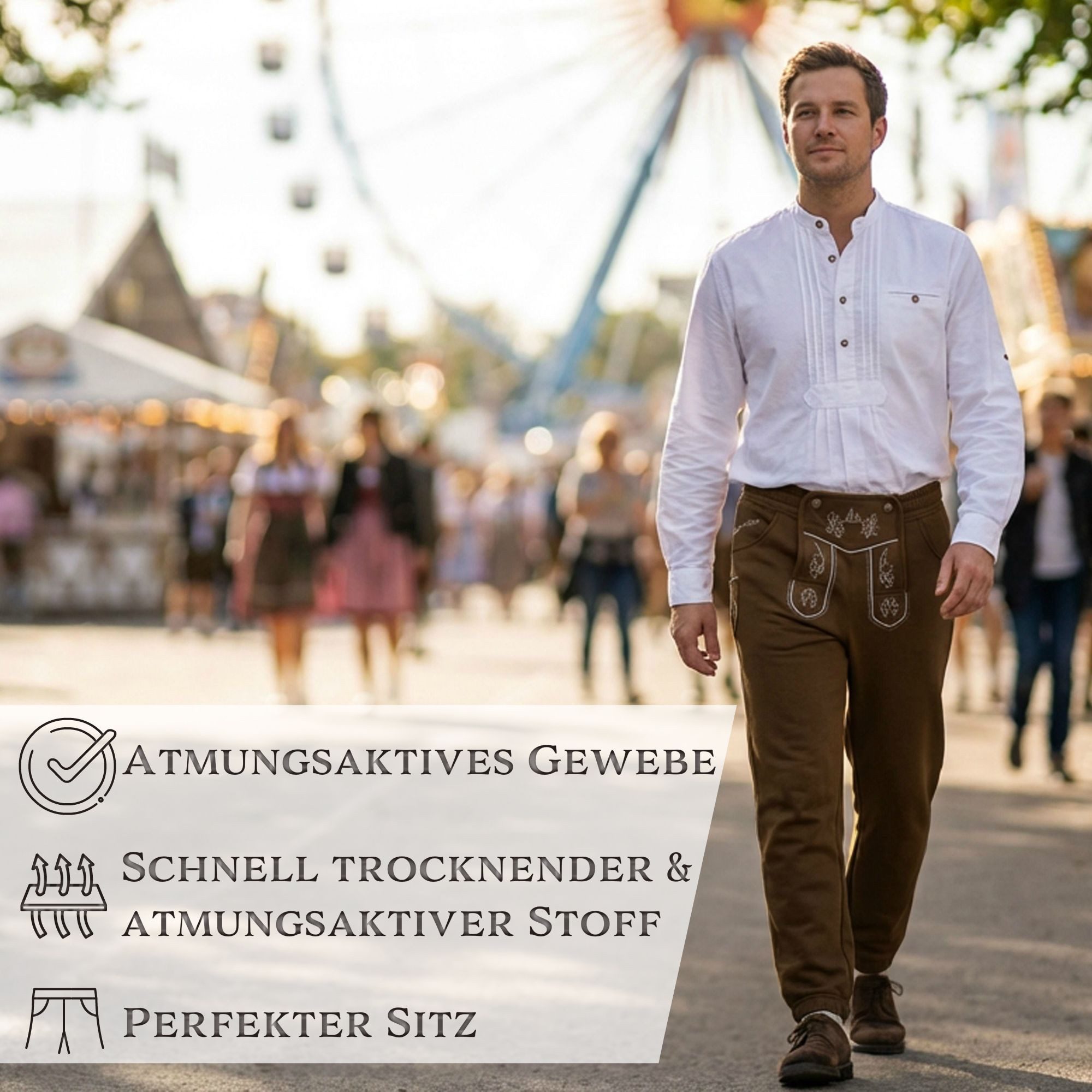 Steigenhöfer Manufaktur Trachtenhose Lange Jogginghose mit Kordelzug im Lederhosen Look - Marius Jogging Lederhose Herren Tracht - Für dein Oktoberfest Herren O – Bild 4 von 5