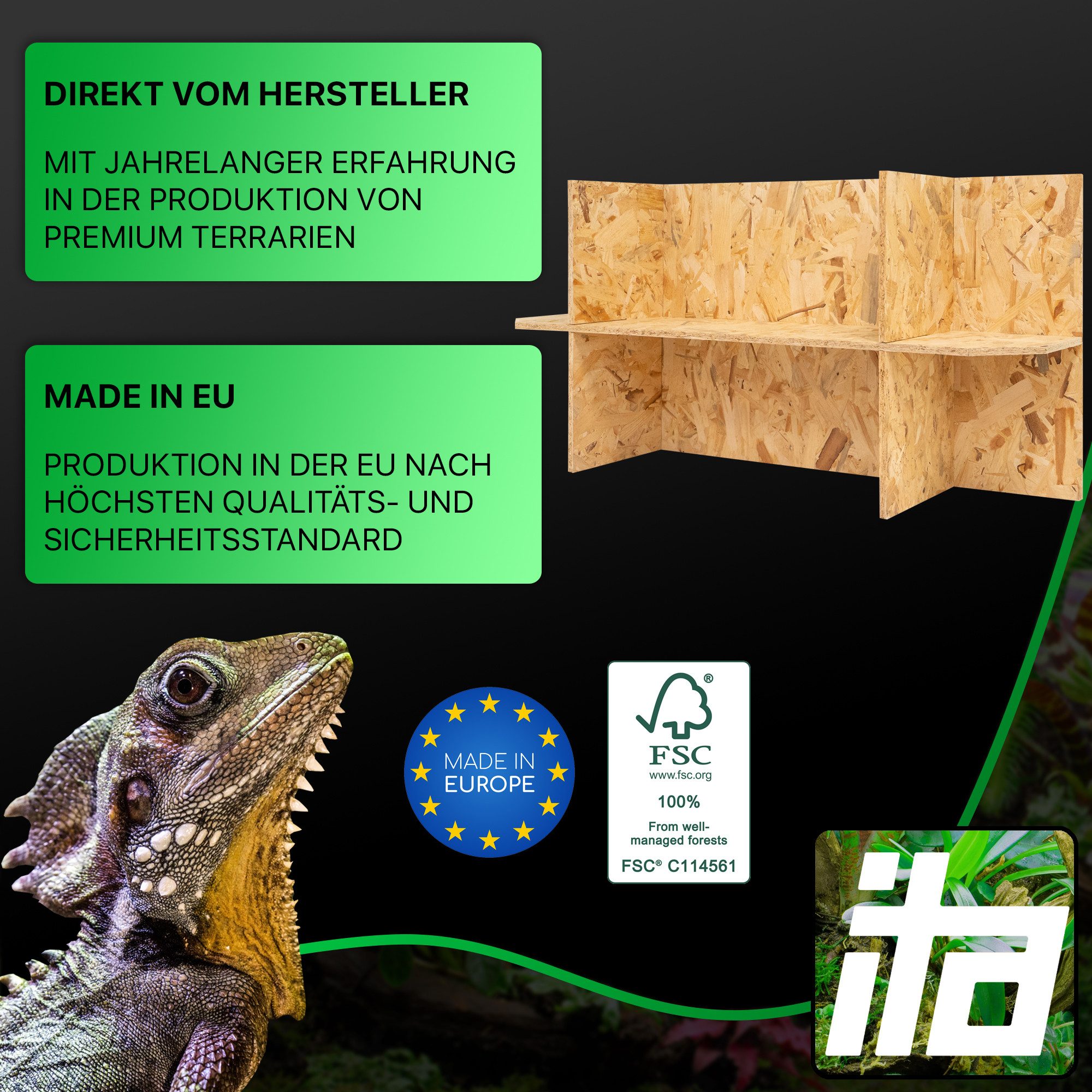 Thumbnail - ITA Terrarium Unterschrank für Terrarien 120х60х60 Untergestell für Holzterrarien, Terrariumständer aus OSB-3 Holz - Ges...