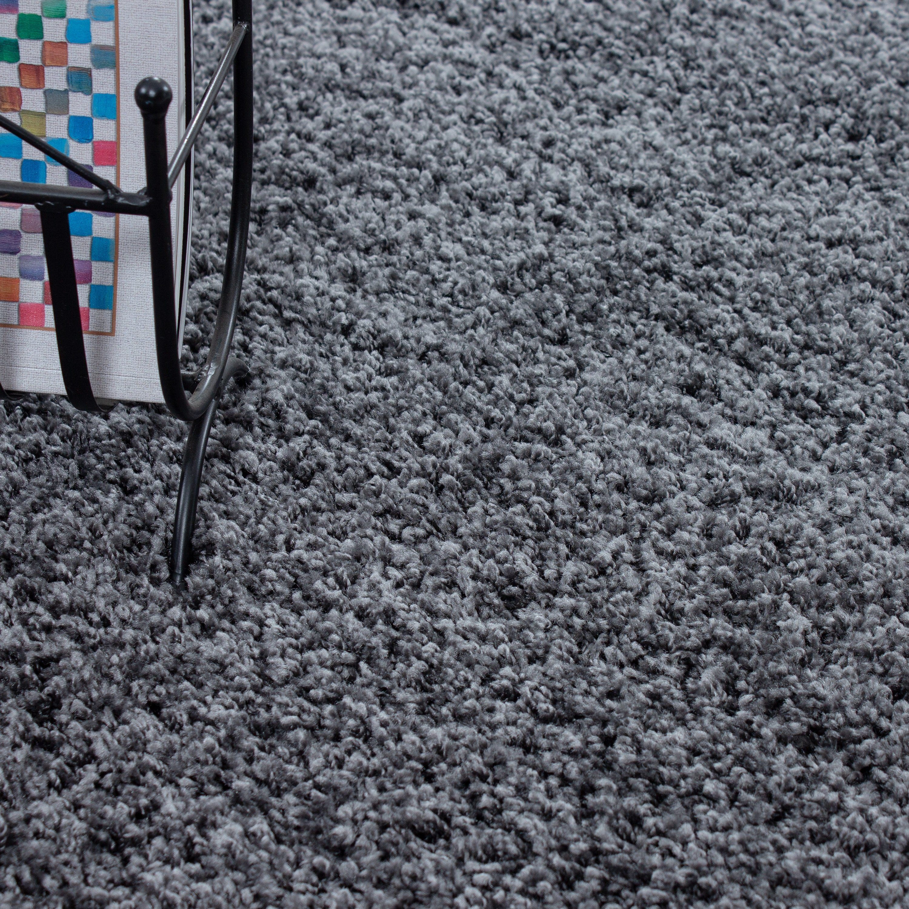 Grau Unicolor Läufer, Höhe: mm, Teppich 50 Wohnzimmer Teppich - Teppium, Einfarbig,
