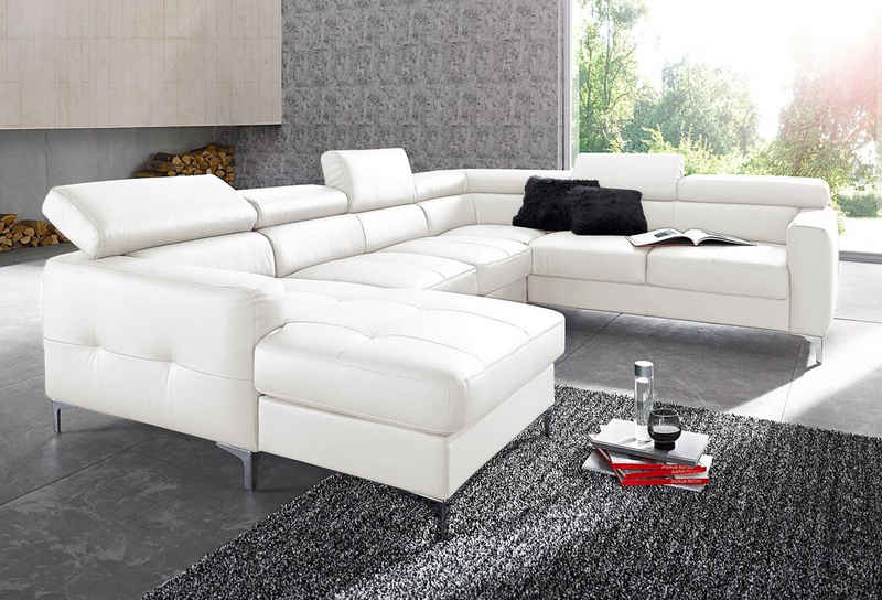 COTTA Wohnlandschaft Ecksofa in modernem Design, U-Form, mit Kopfteilverstellung, optional mit Bettfunktion und Bettkasten